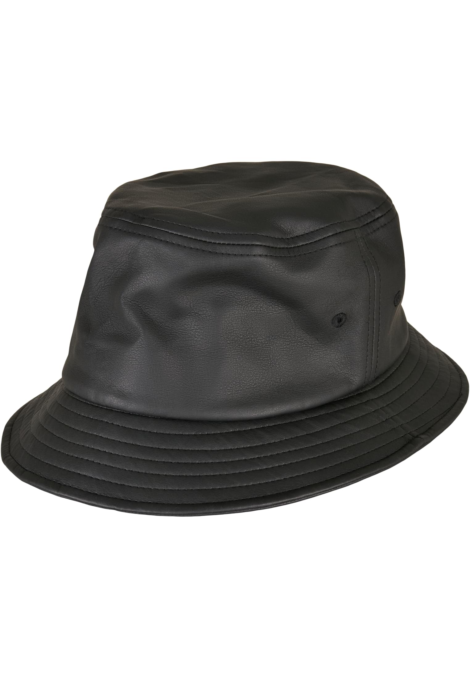 Imitation Leather Bucket Hat black | black