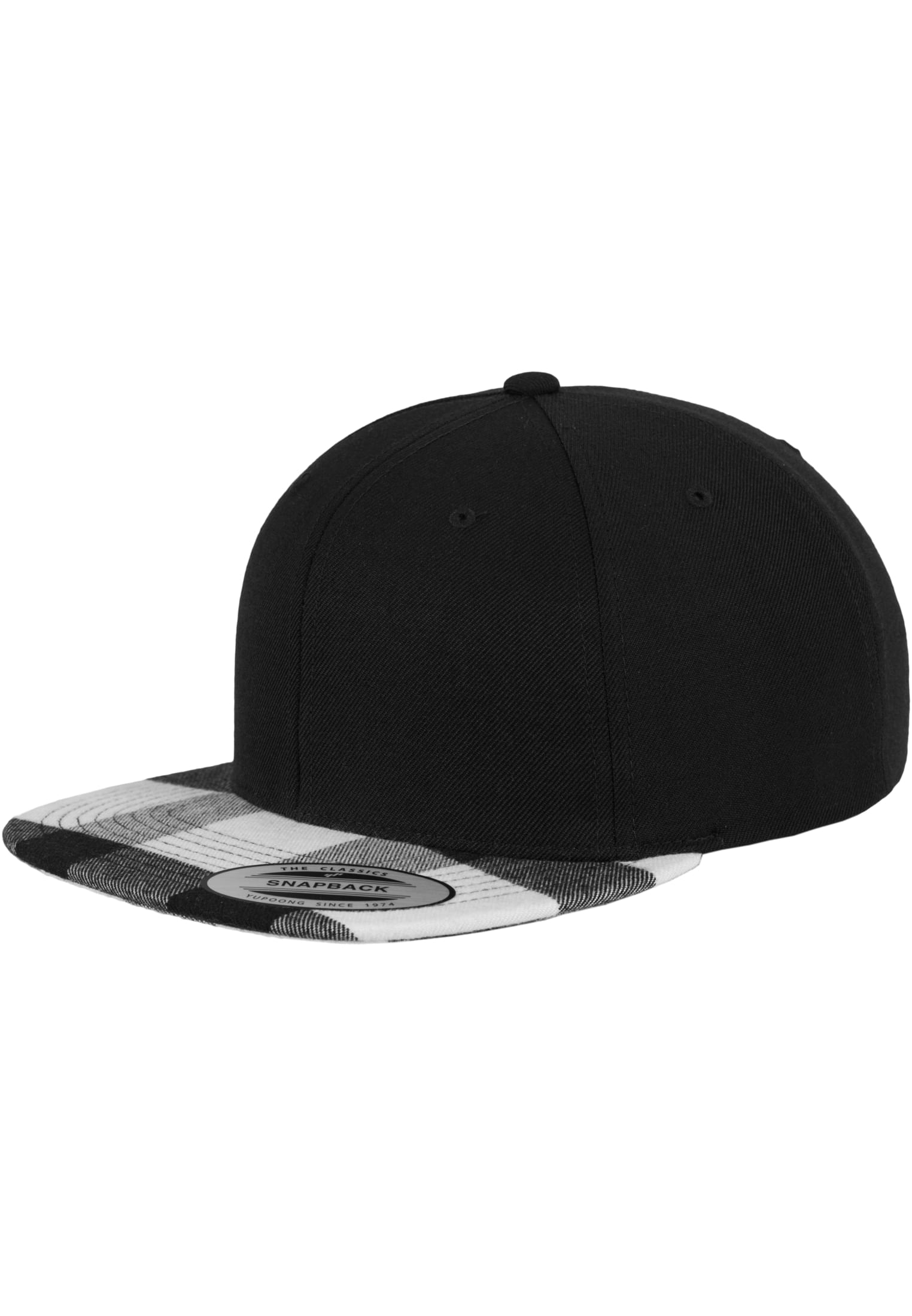 Checked Flanell Peak Snapback blk/wht | blk/wht