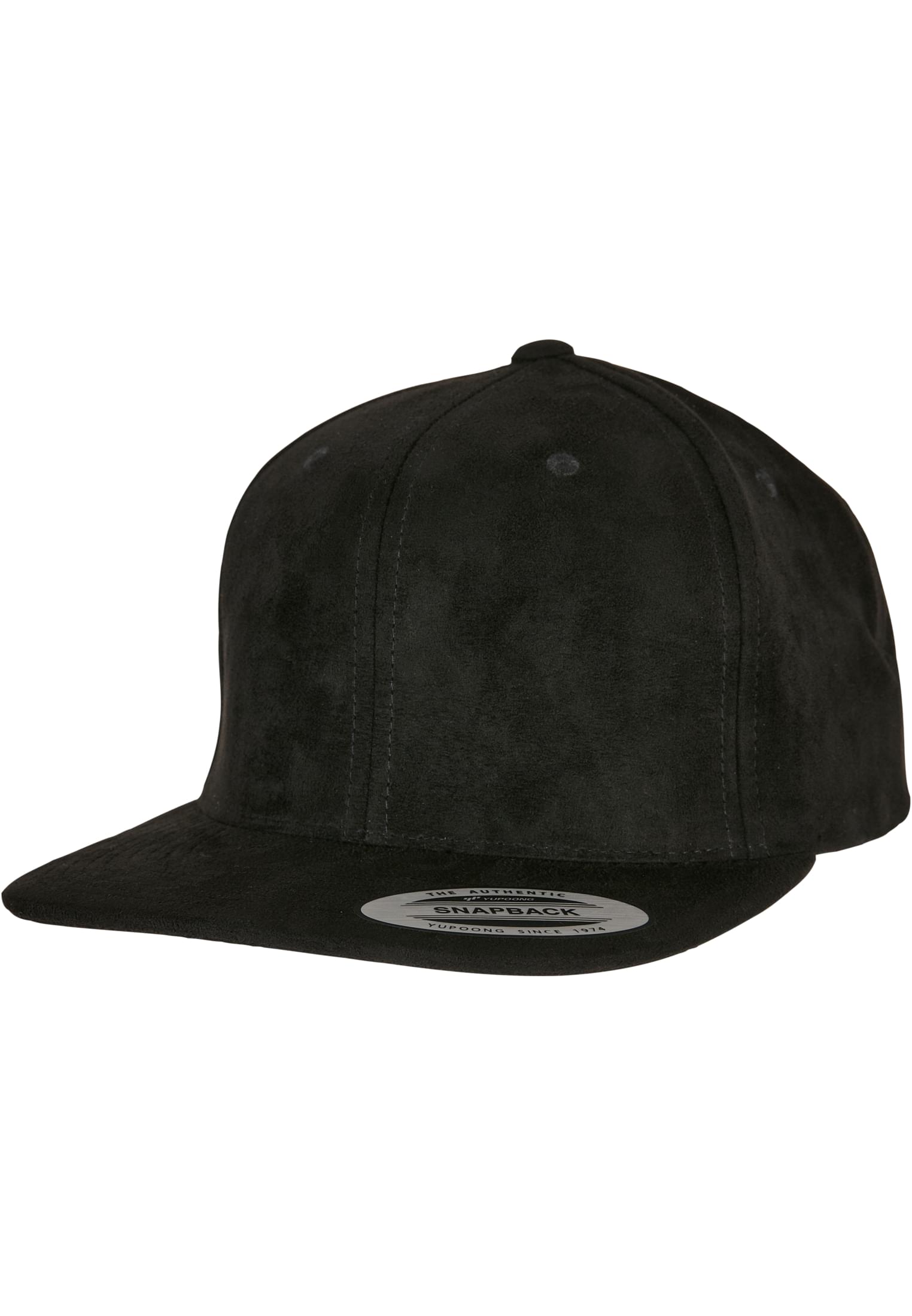 Suede Leather Snapback black | black