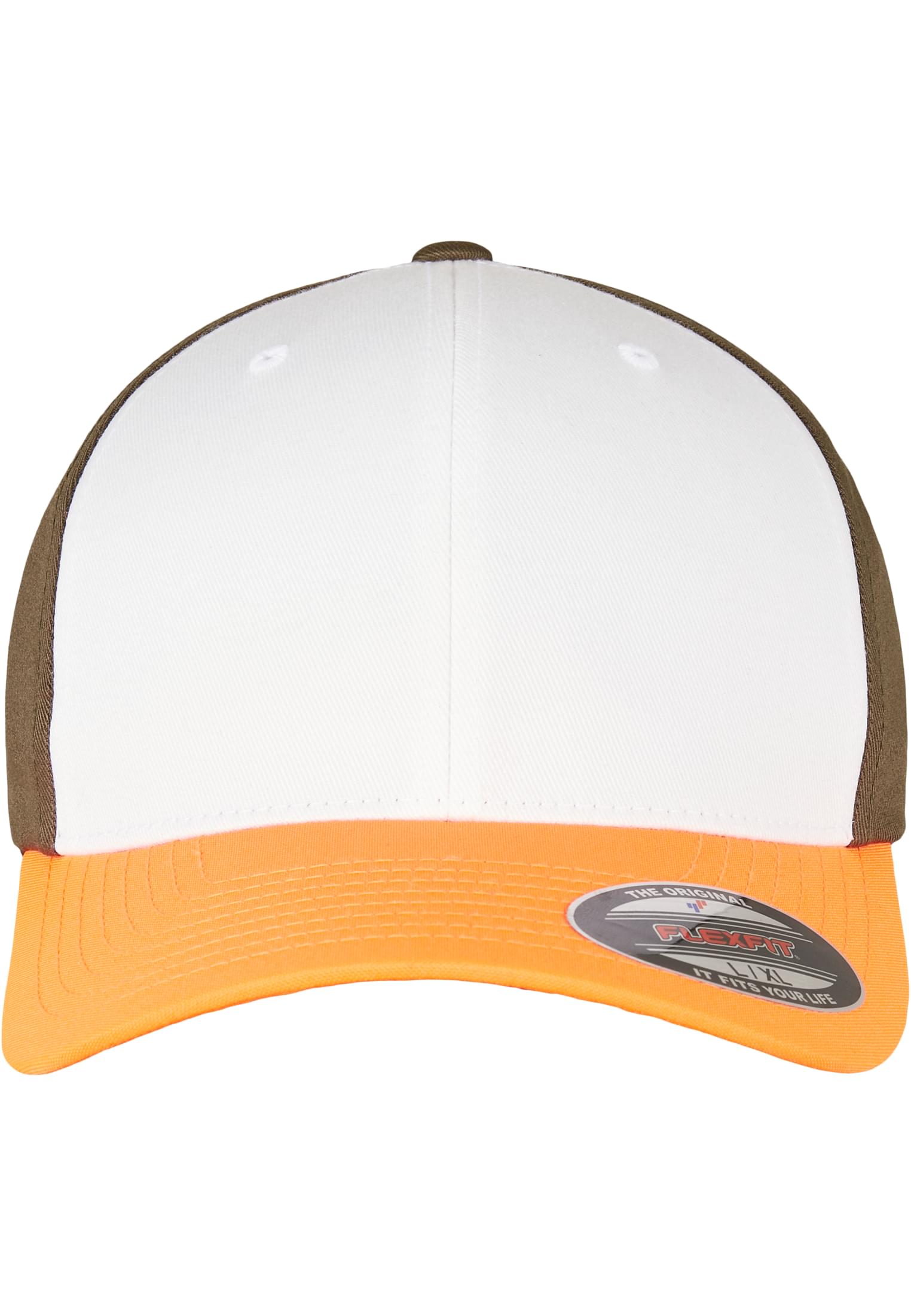 3-Tone Flexfit neonorange/white/olive | neonorange/white/olive
