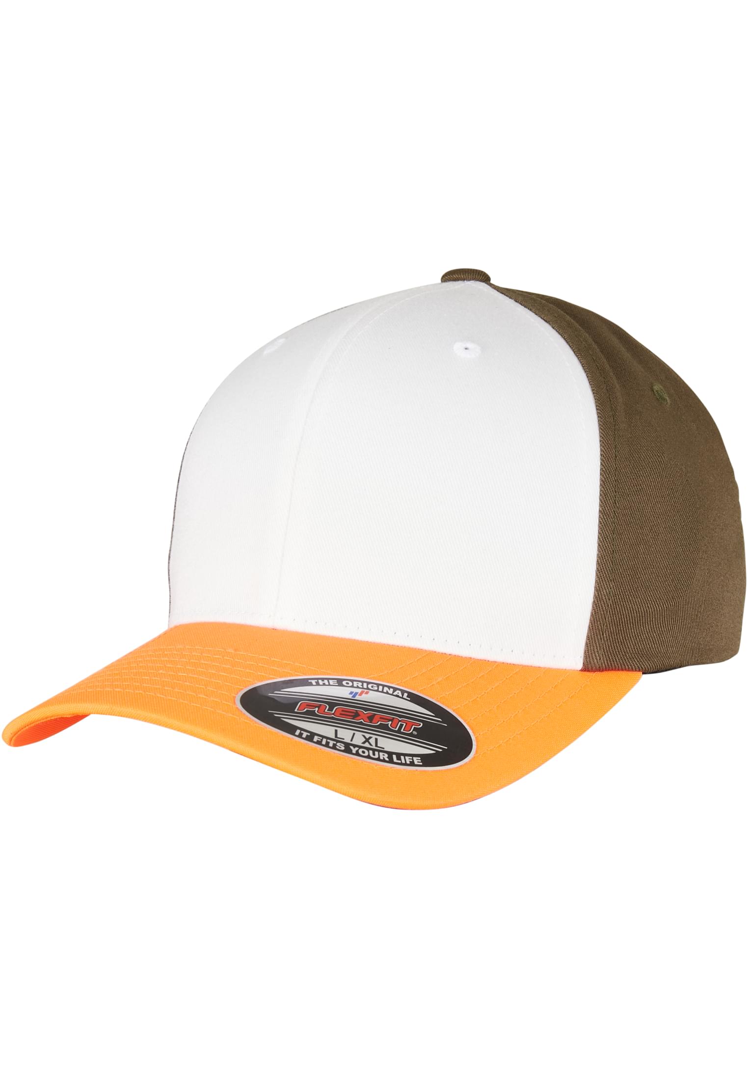 3-Tone Flexfit neonorange/white/olive | neonorange/white/olive