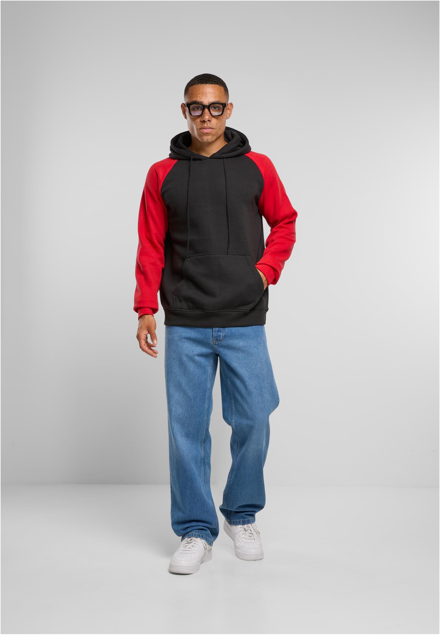 Basic Raglan Hoody black/red | black/red