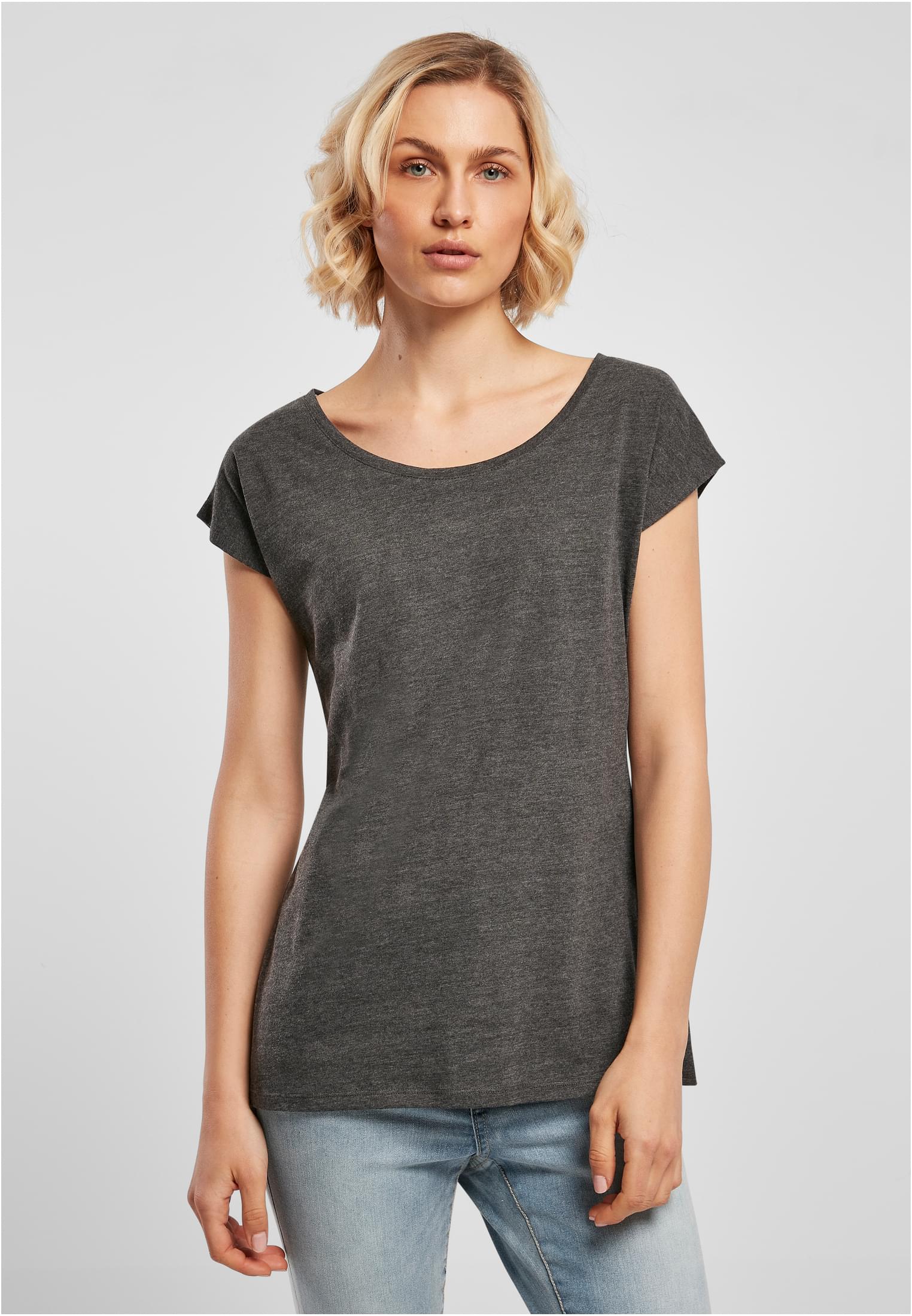 Ladies Wide Neck Tee charcoal | charcoal