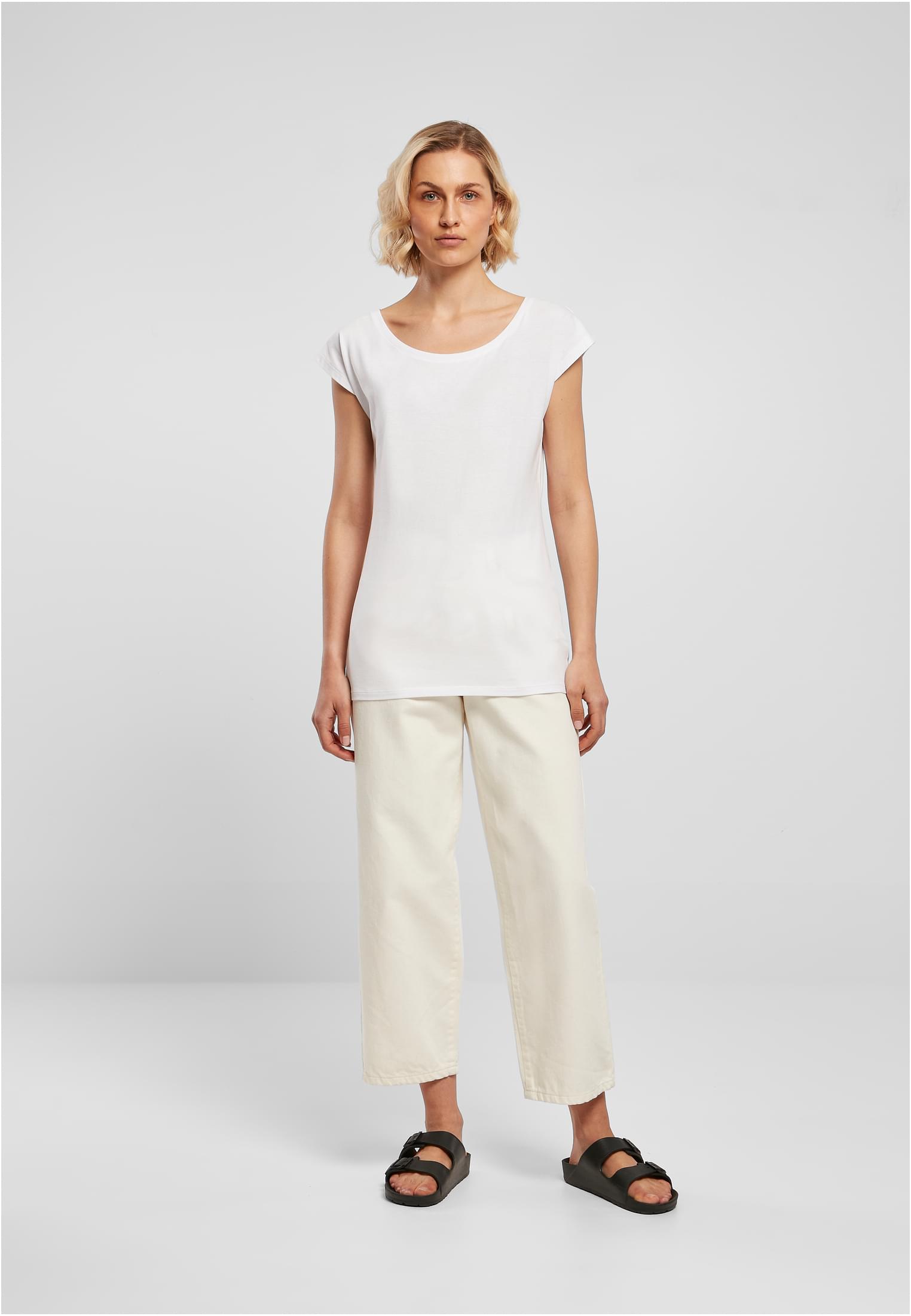Ladies Wide Neck Tee white | white
