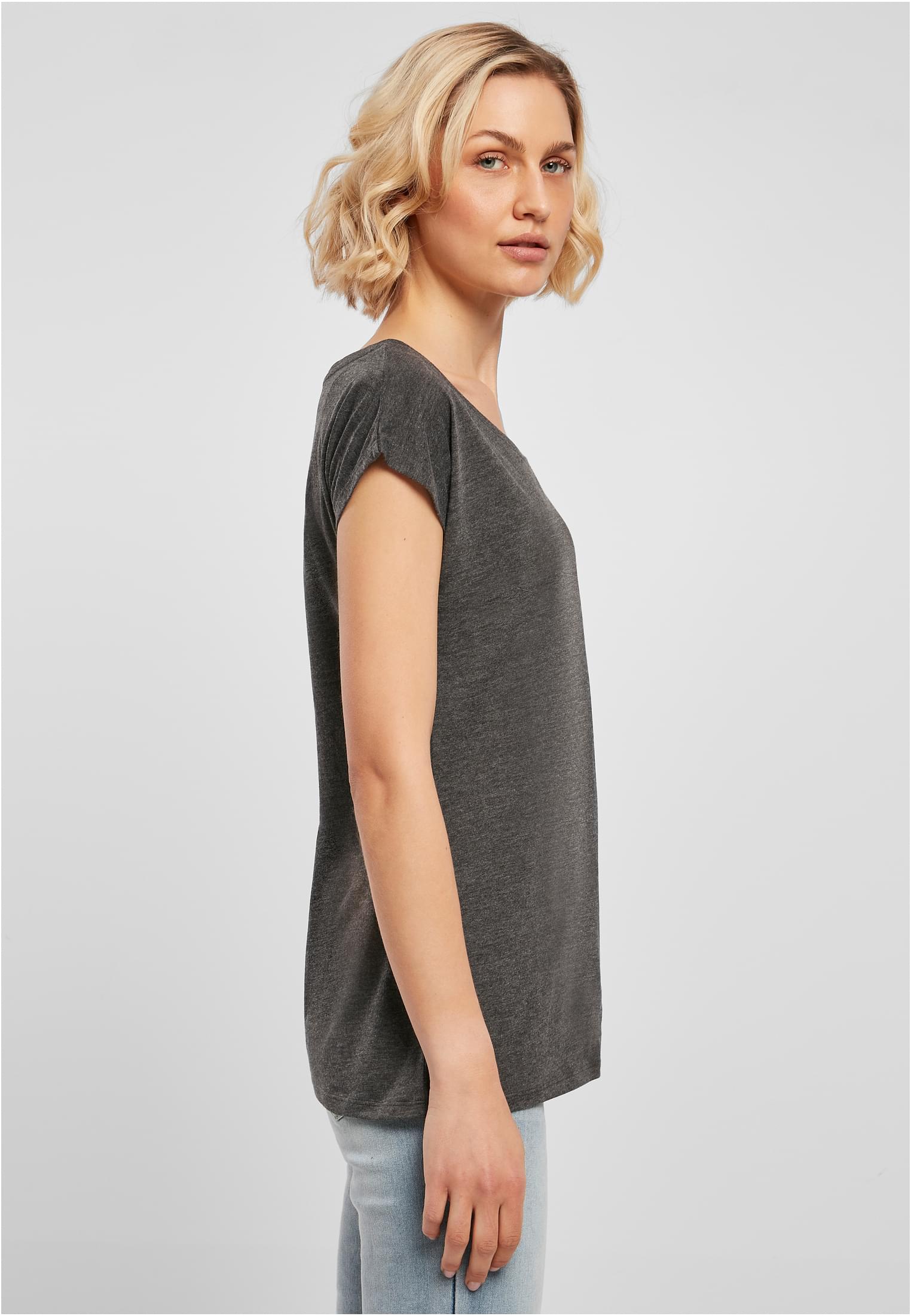 Ladies Wide Neck Tee charcoal | charcoal