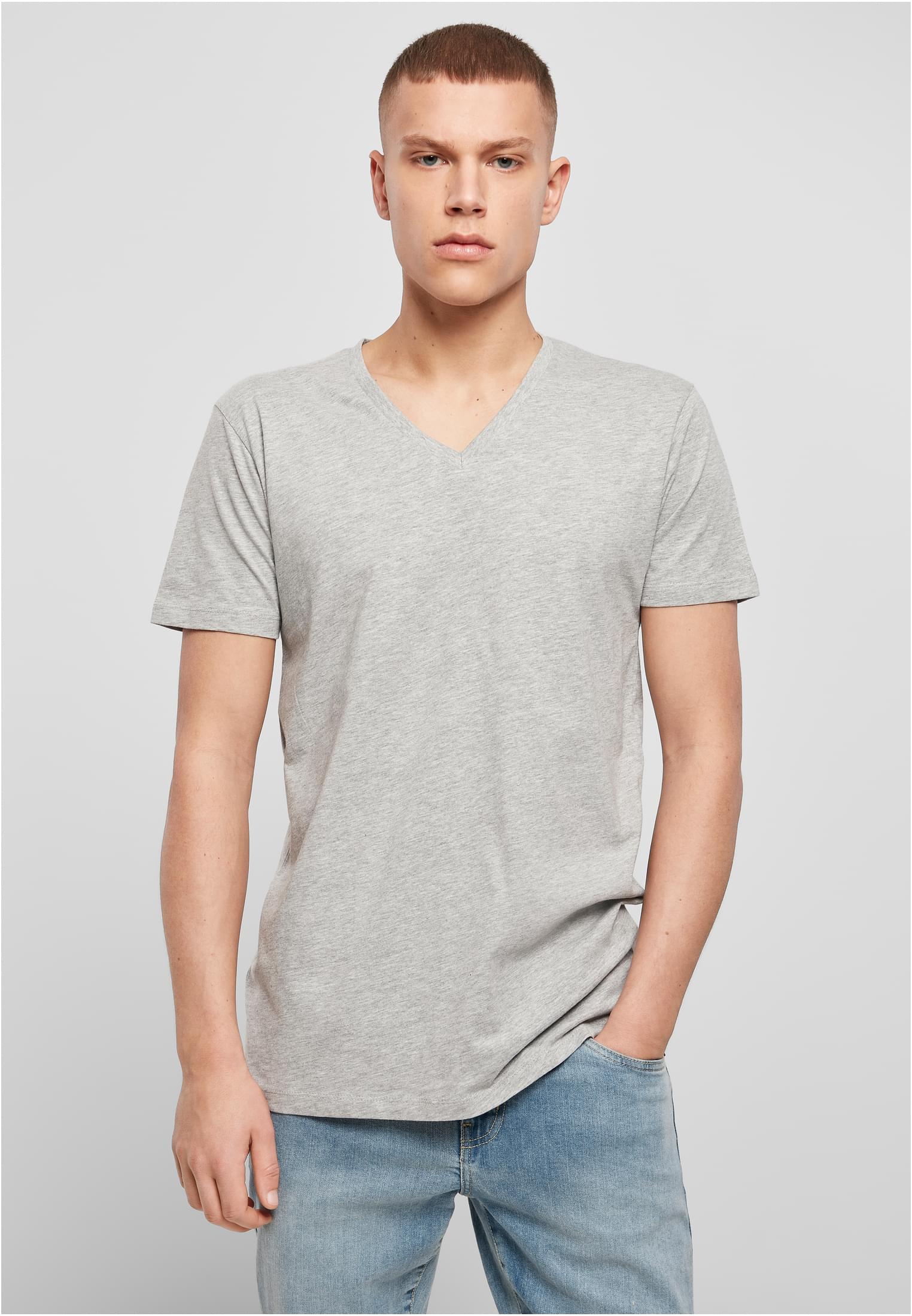 Light T-Shirt V-Neck heather grey | heather grey