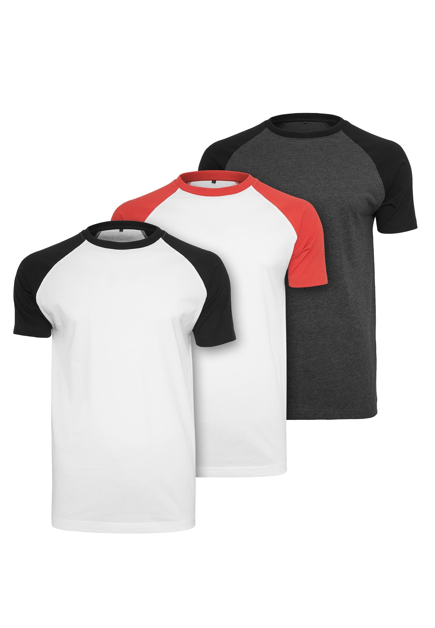 Raglan Contrast Tee 3-Pack wht/blk/wht/red/cha/blk | wht/blk/wht/red/cha/blk