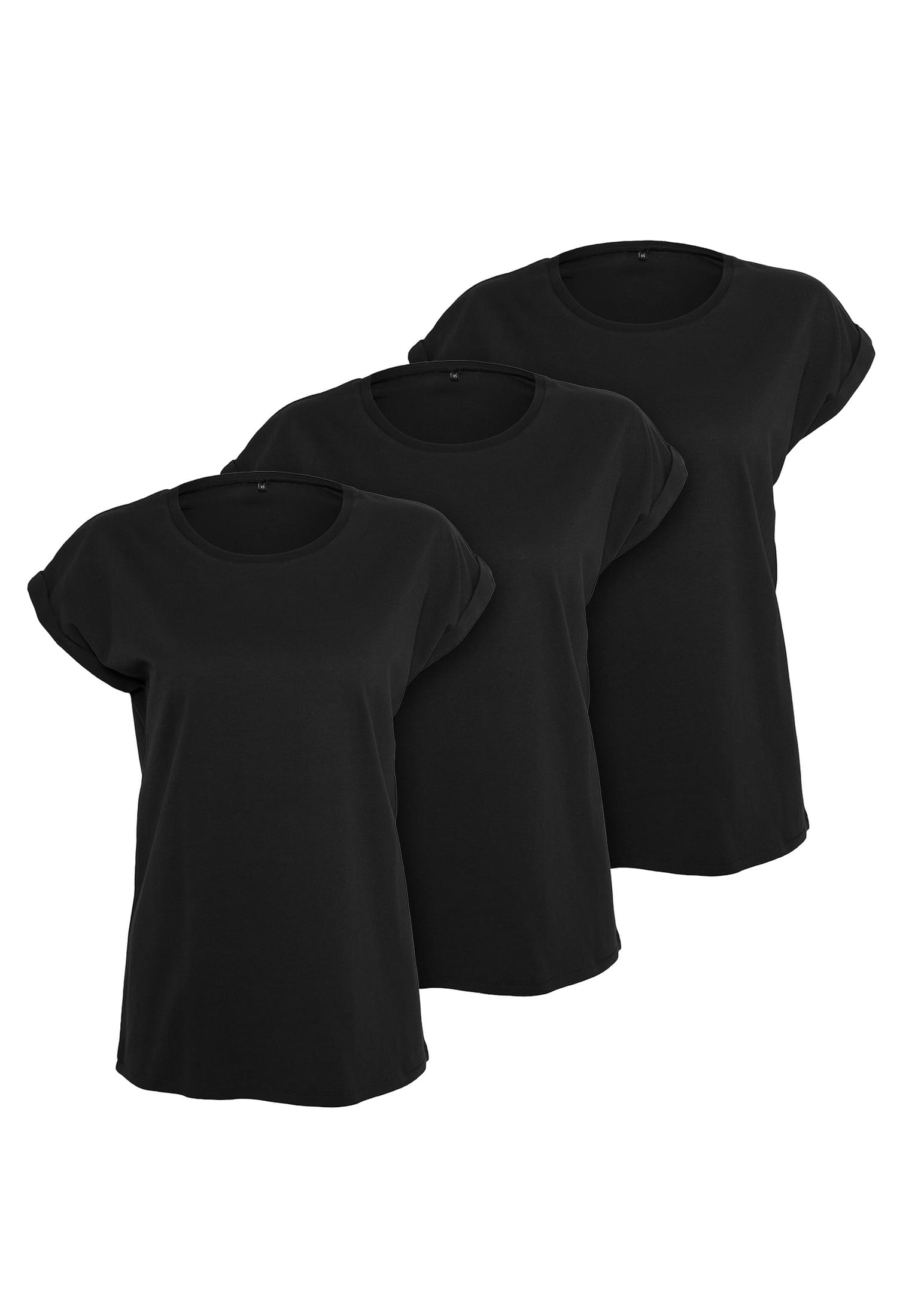 Ladies Extended Shoulder Tee 3-Pack blk/blk/blk | blk/blk/blk