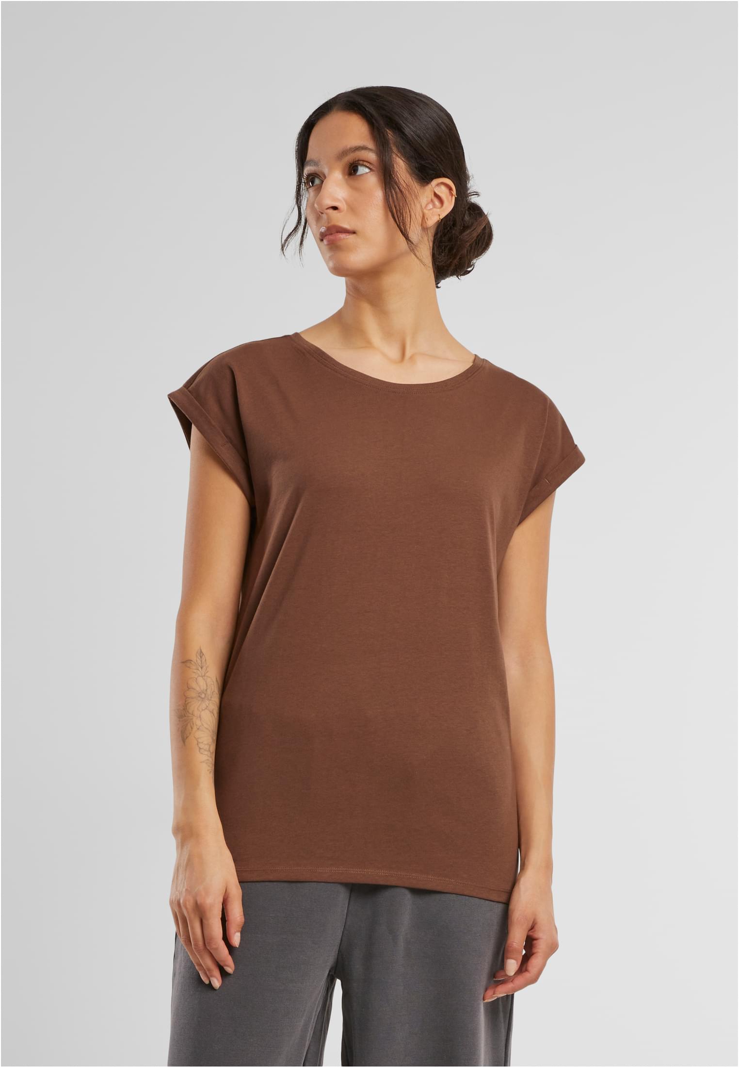 Ladies Extended Shoulder Tee chocolatebrown | chocolatebrown