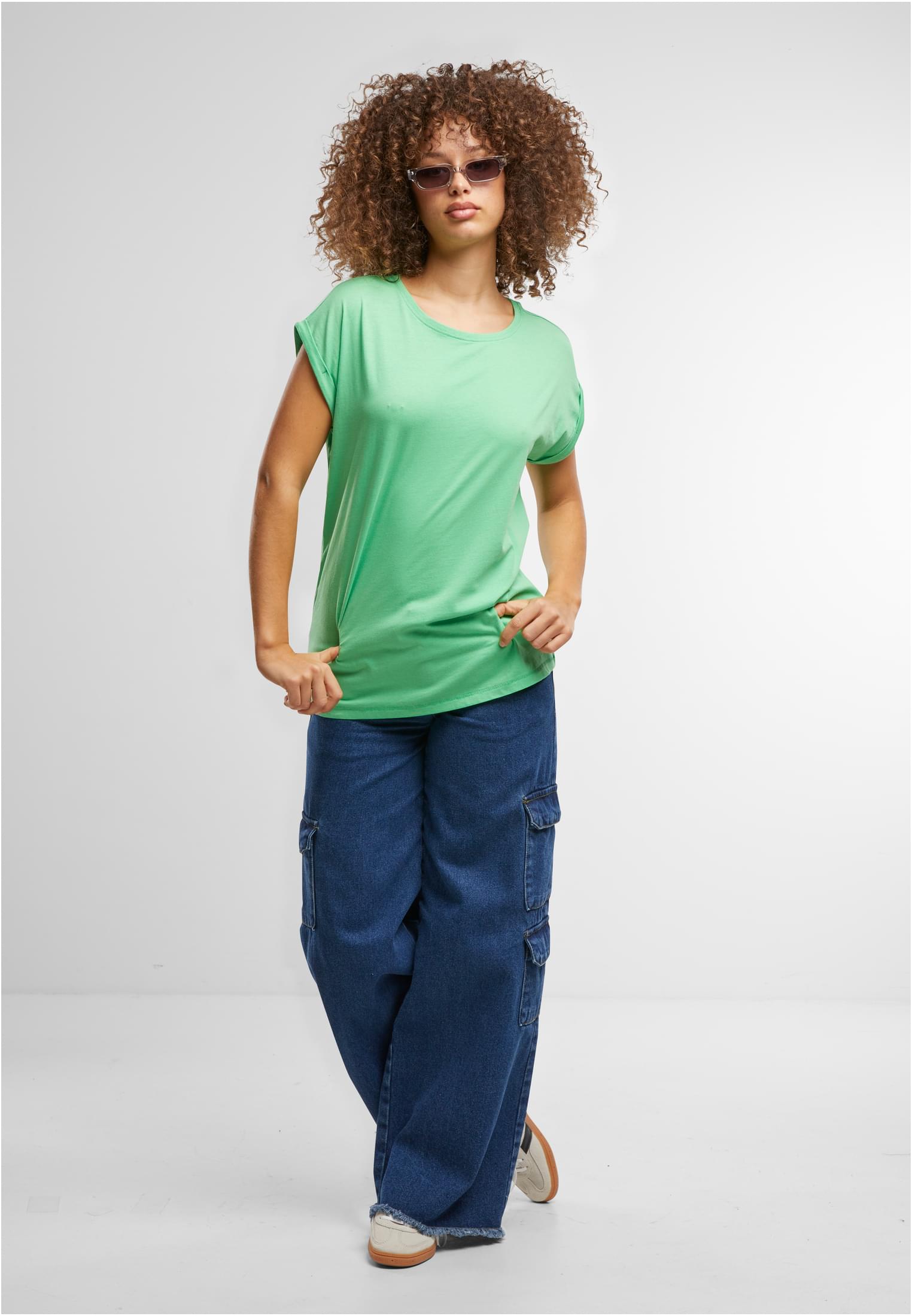Ladies Extended Shoulder Tee ghost green | ghost green