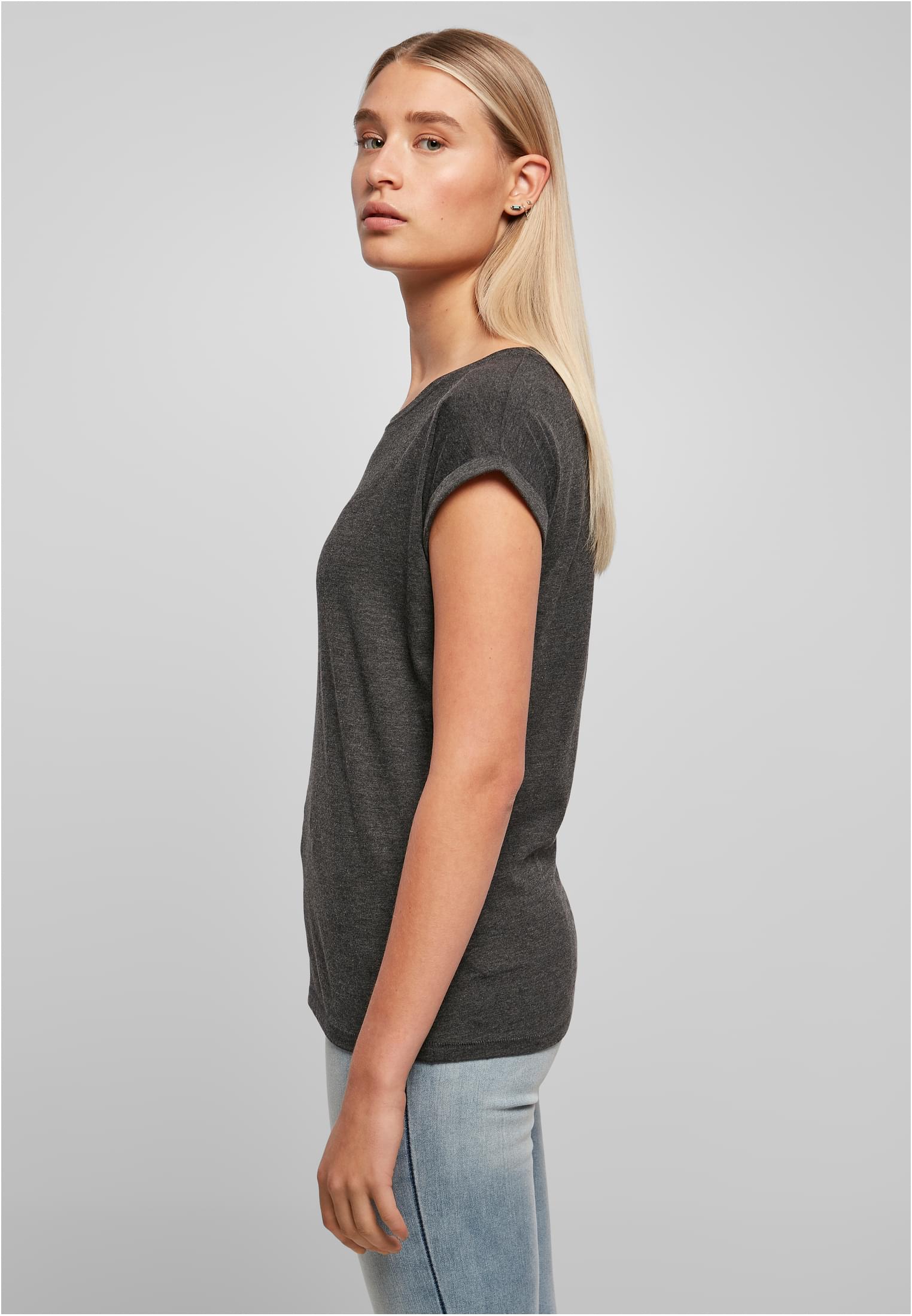 Ladies Extended Shoulder Tee charcoal | charcoal