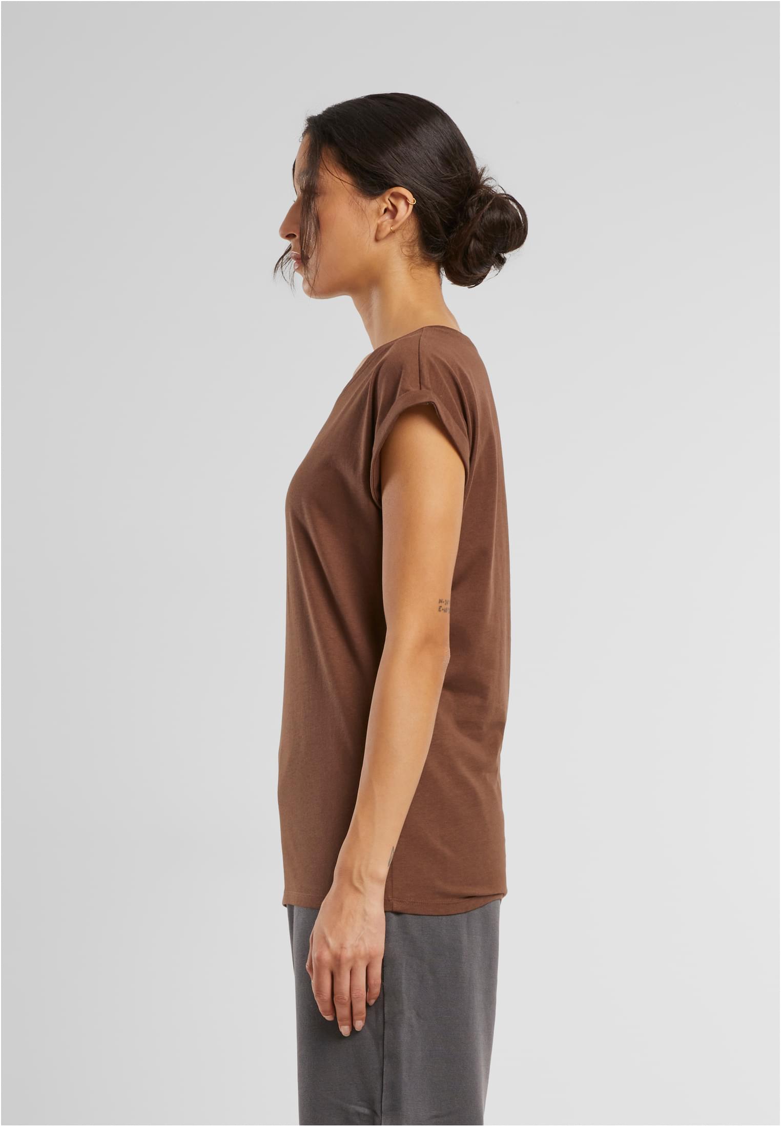 Ladies Extended Shoulder Tee chocolatebrown | chocolatebrown