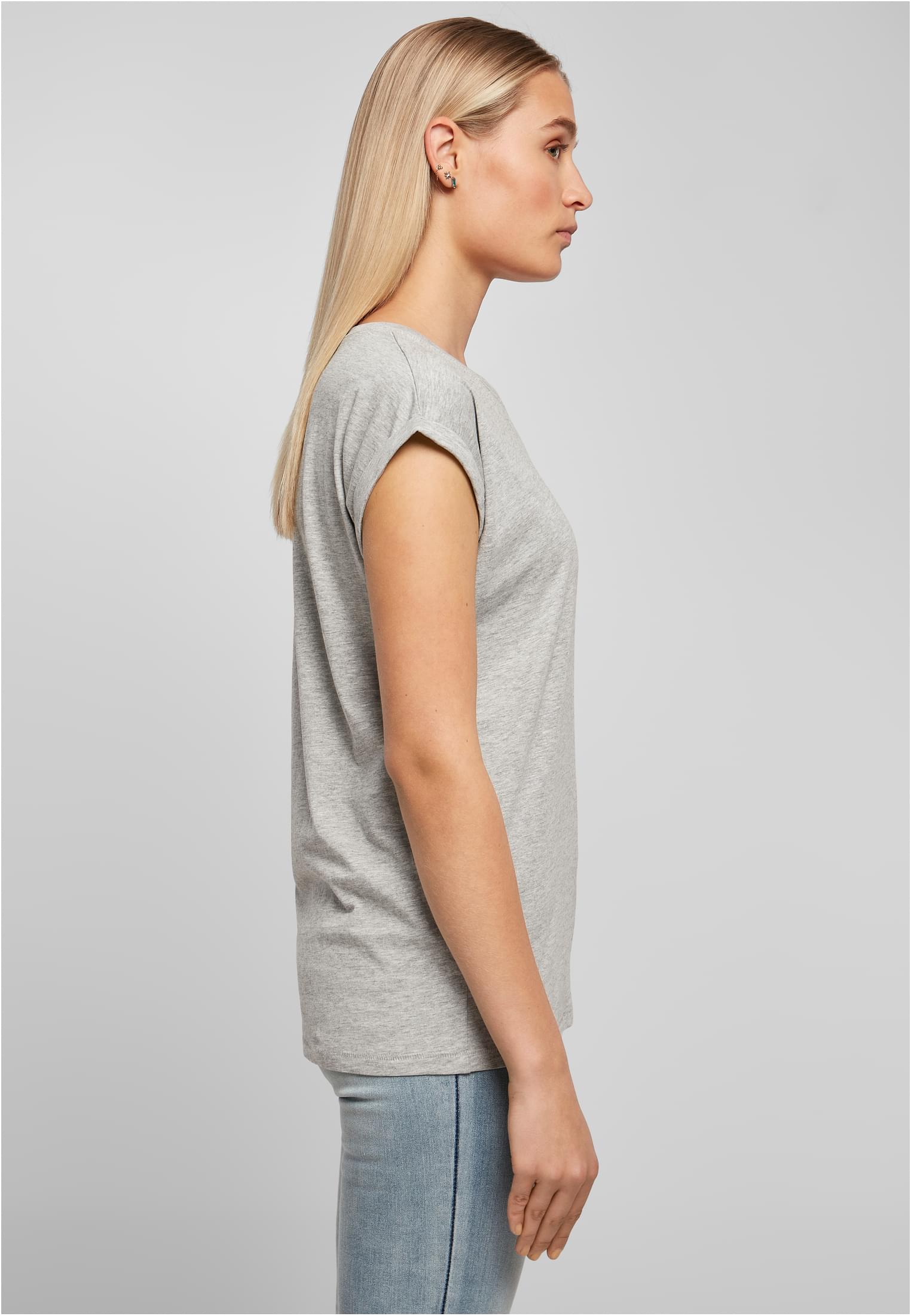Ladies Extended Shoulder Tee heather grey | heather grey