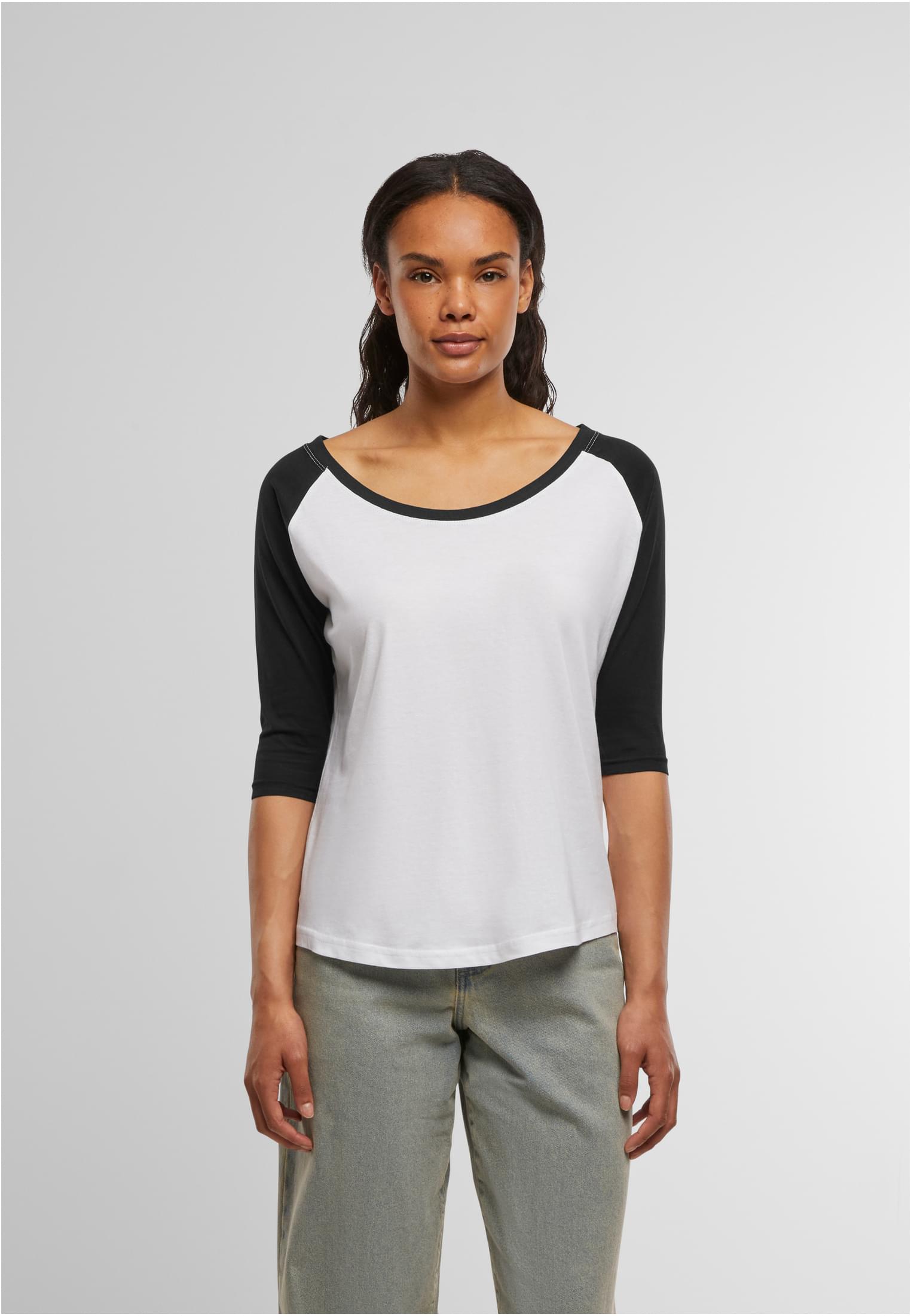Ladies 3/4 Contrast Raglan Tee wht/blk | wht/blk