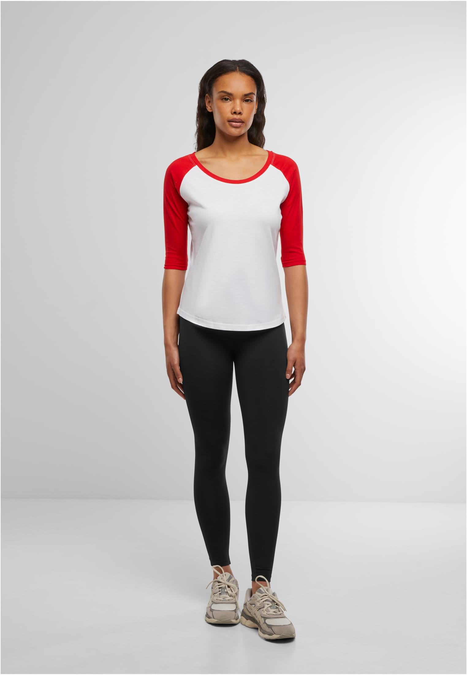 Ladies 3/4 Contrast Raglan Tee wht/red | wht/red