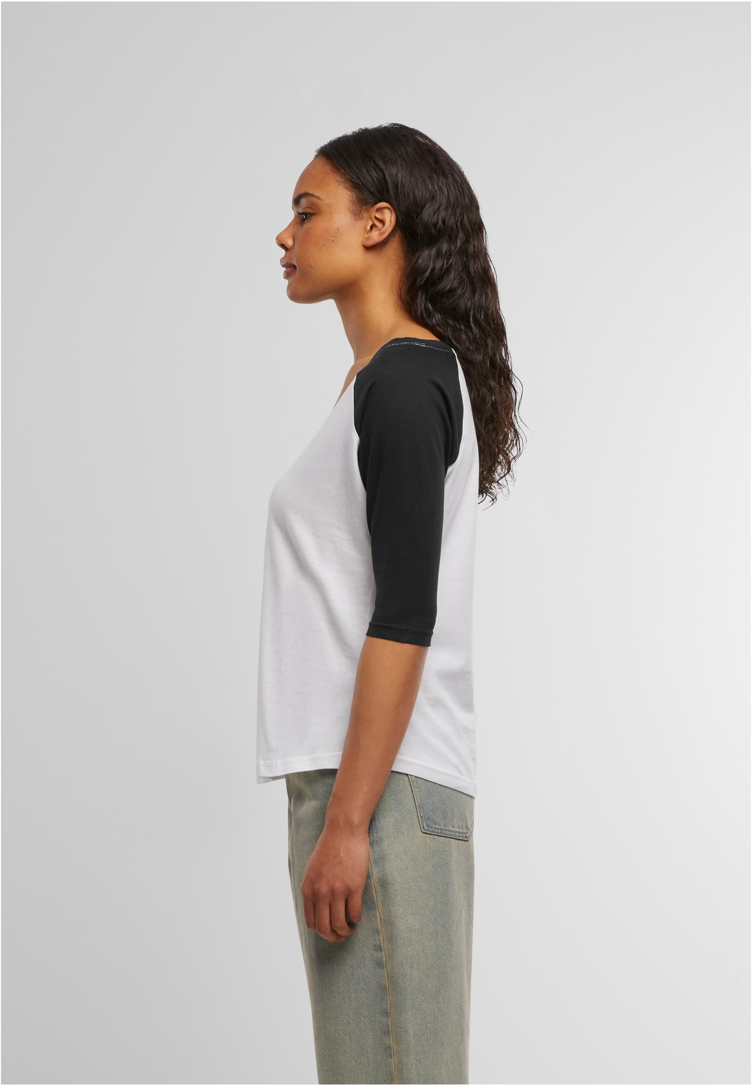 Ladies 3/4 Contrast Raglan Tee wht/blk | wht/blk