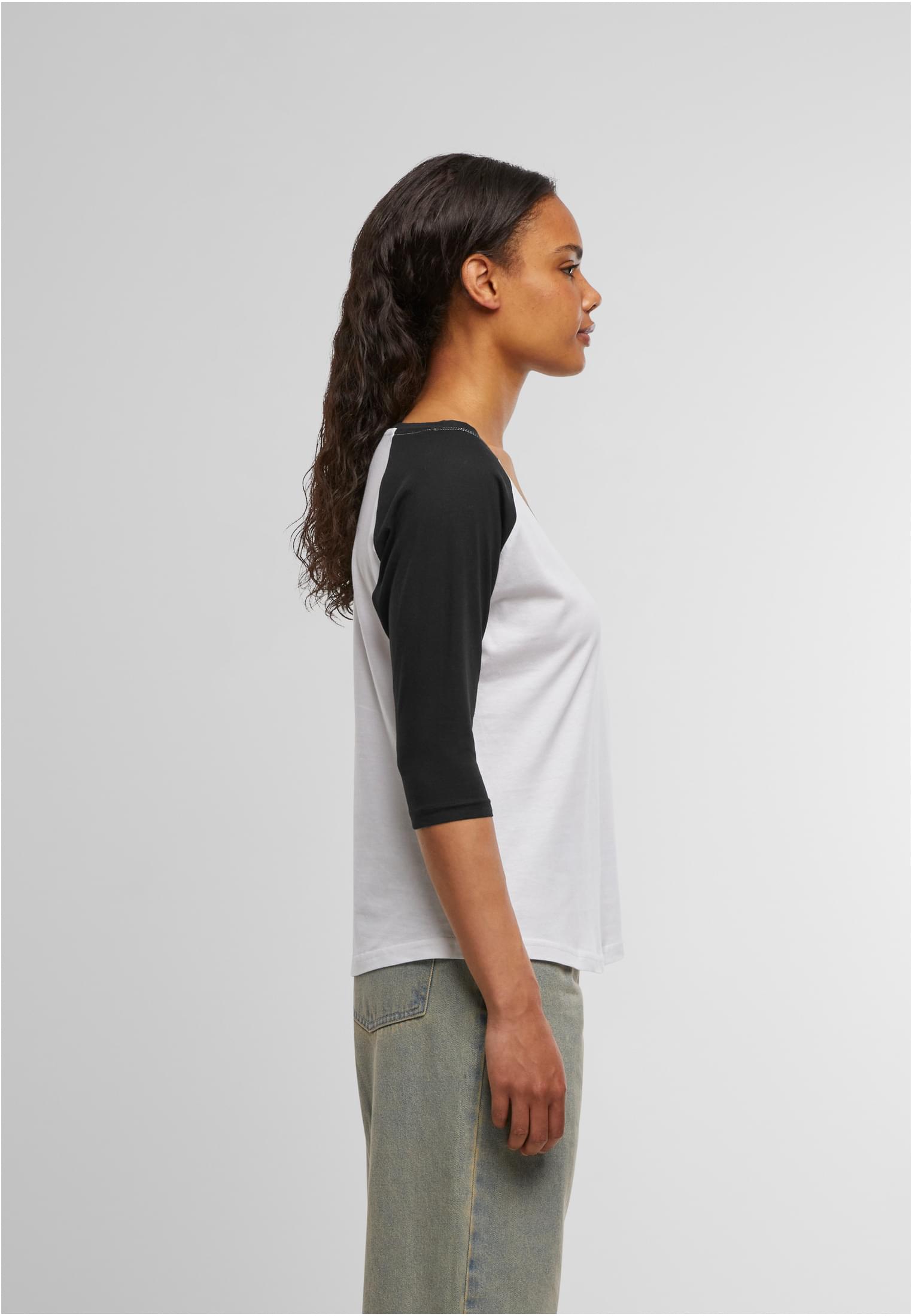 Ladies 3/4 Contrast Raglan Tee wht/blk | wht/blk