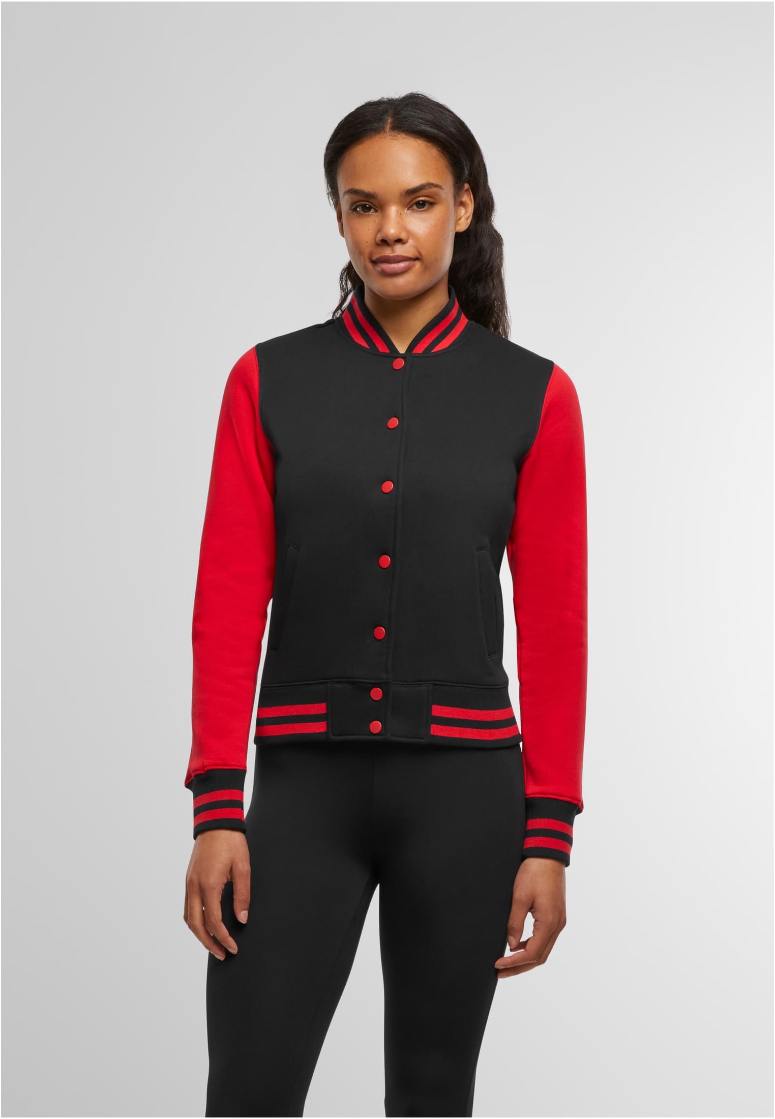 Ladies Sweat College Jacket blk/red | blk/red