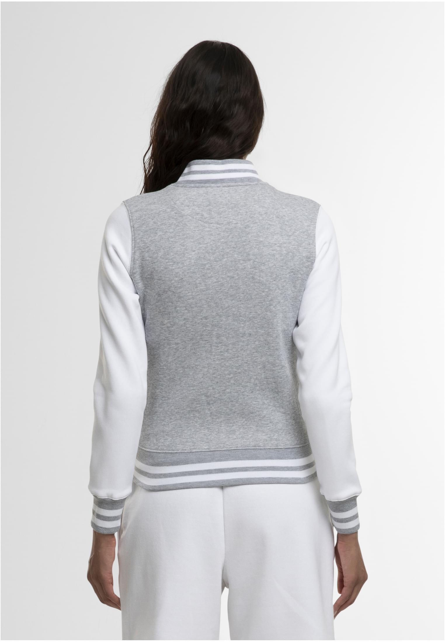 Ladies Sweat College Jacket h.grey/white | h.grey/white