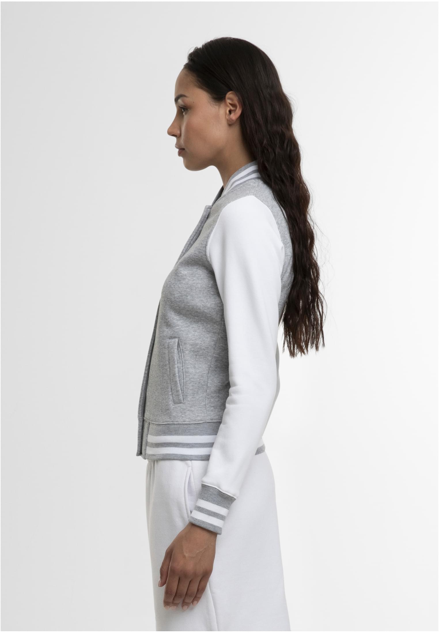 Ladies Sweat College Jacket h.grey/white | h.grey/white