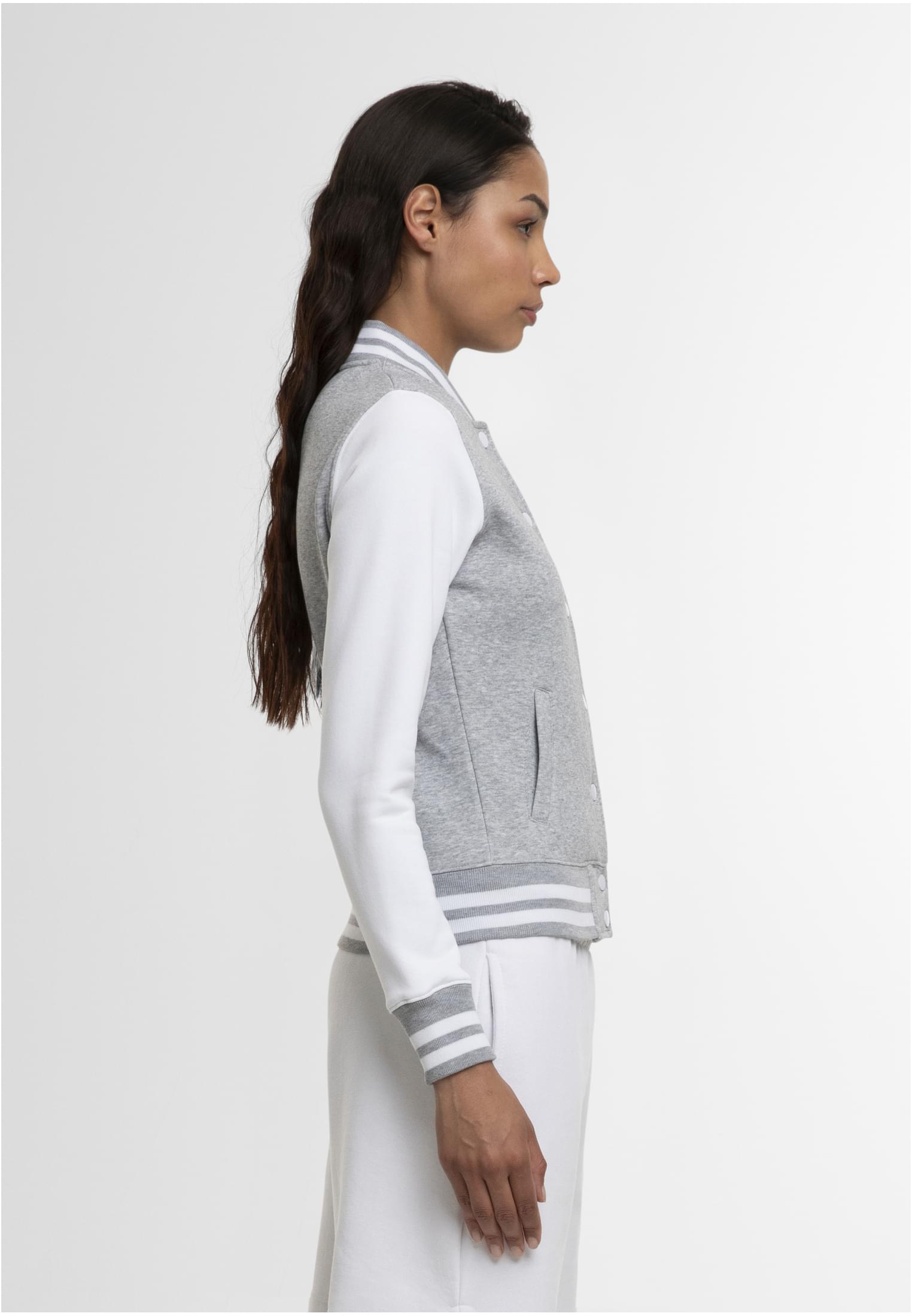 Ladies Sweat College Jacket h.grey/white | h.grey/white