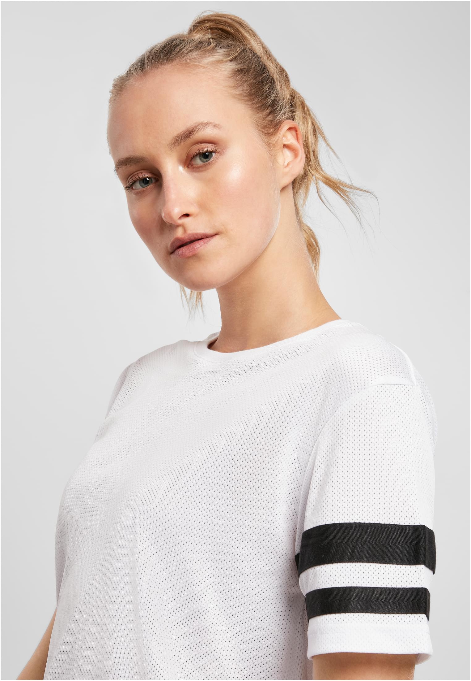 Ladies Mesh Stripe Tee wht/blk | wht/blk