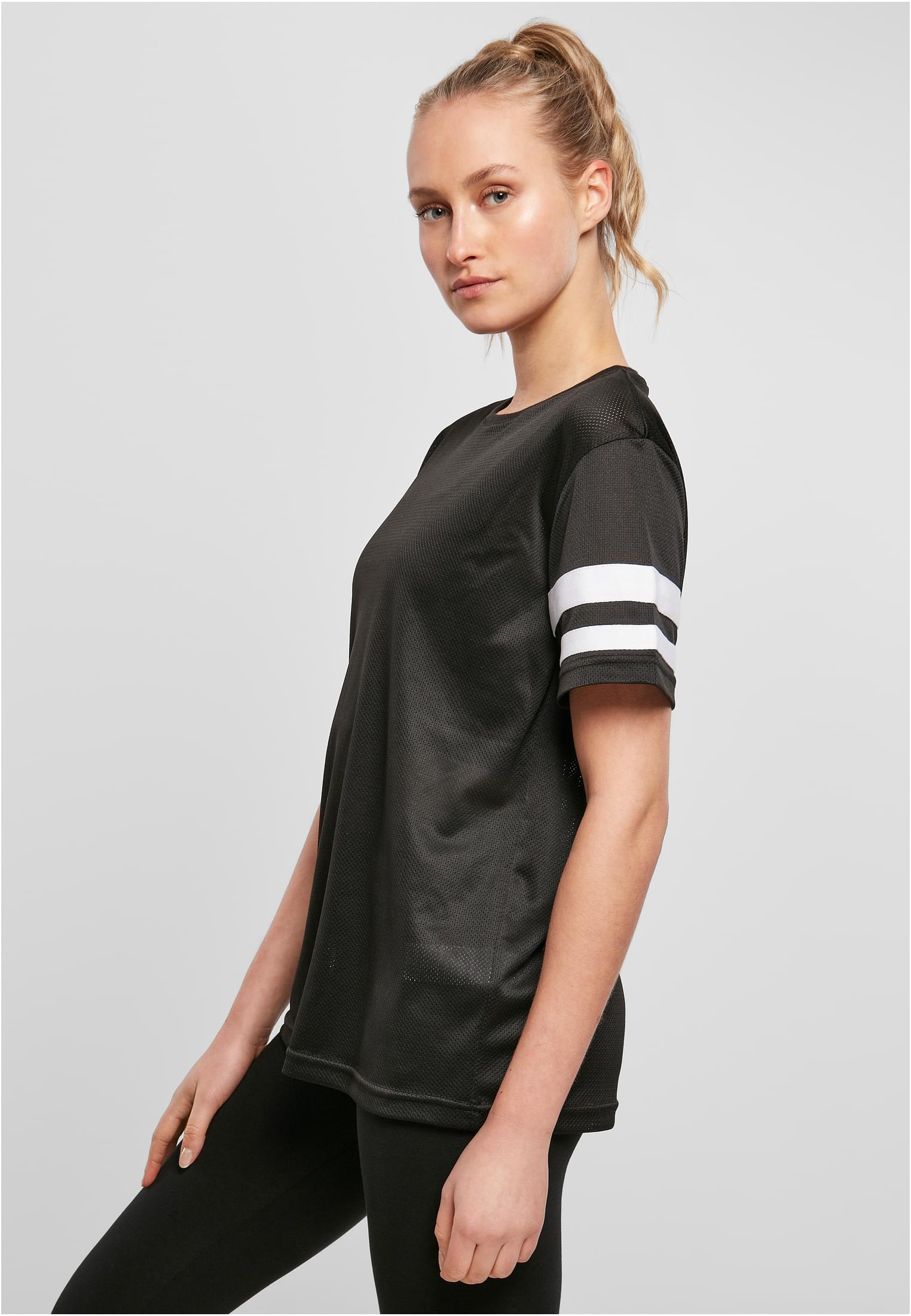 Ladies Mesh Stripe Tee blk/wht | blk/wht