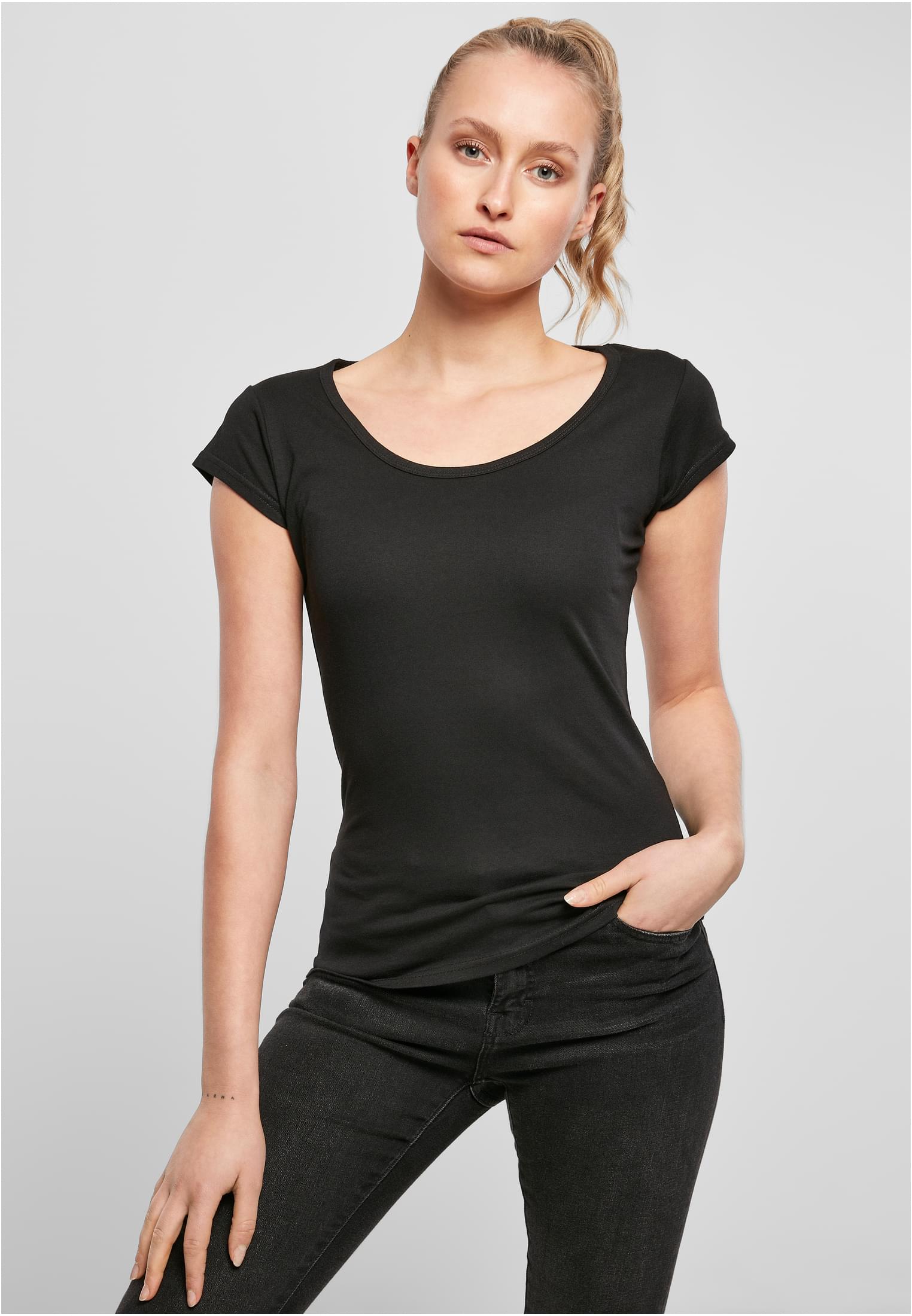 Ladies Back Cut Tee black | black
