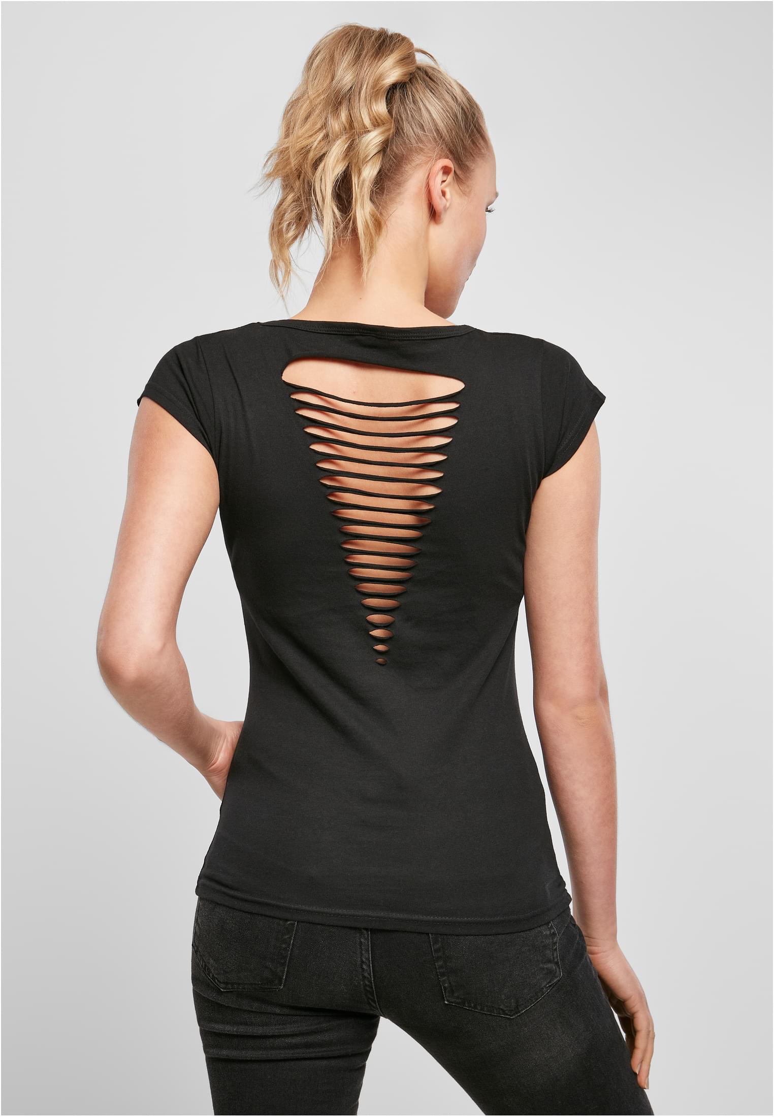 Ladies Back Cut Tee black | black