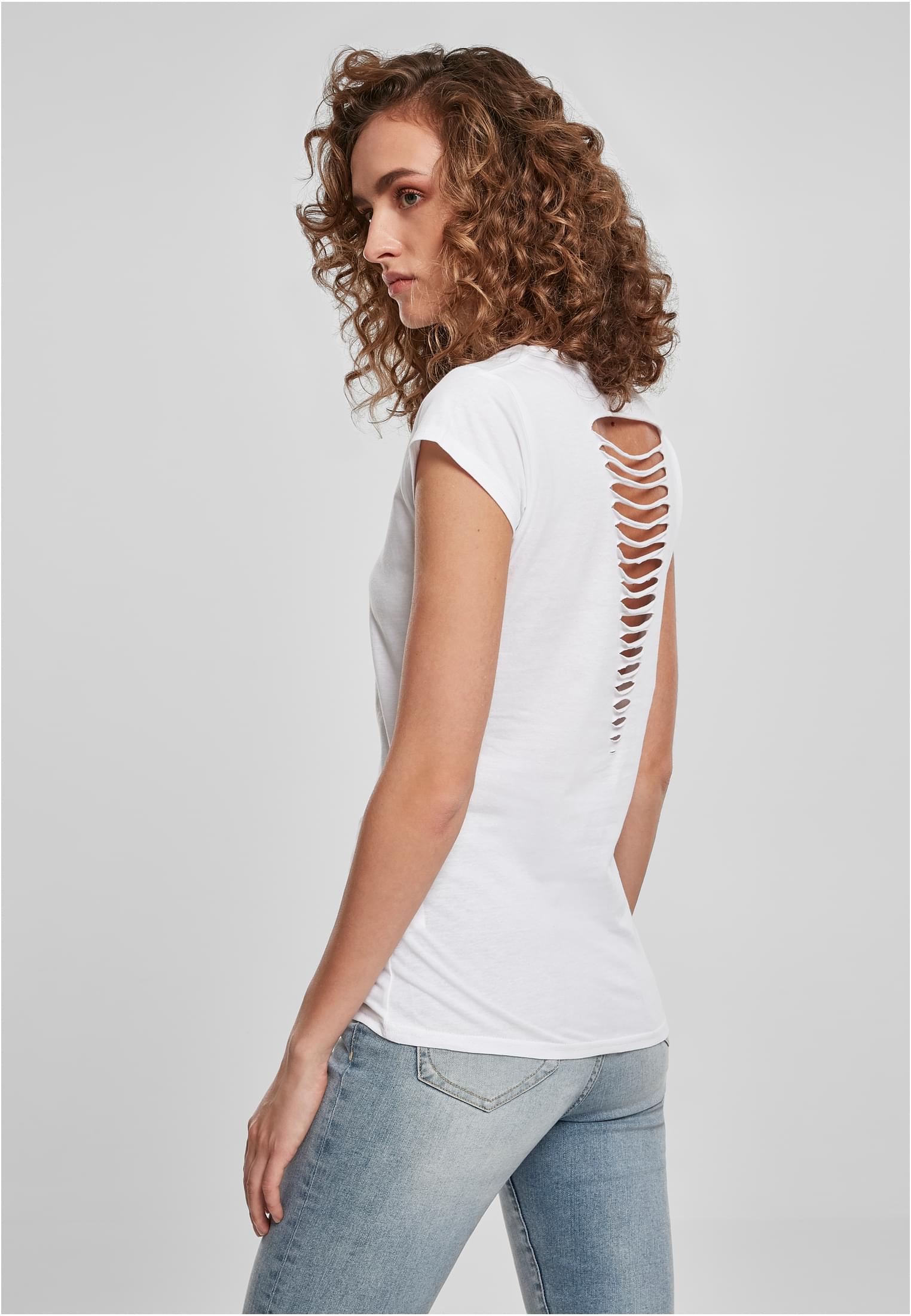 Ladies Back Cut Tee white | white