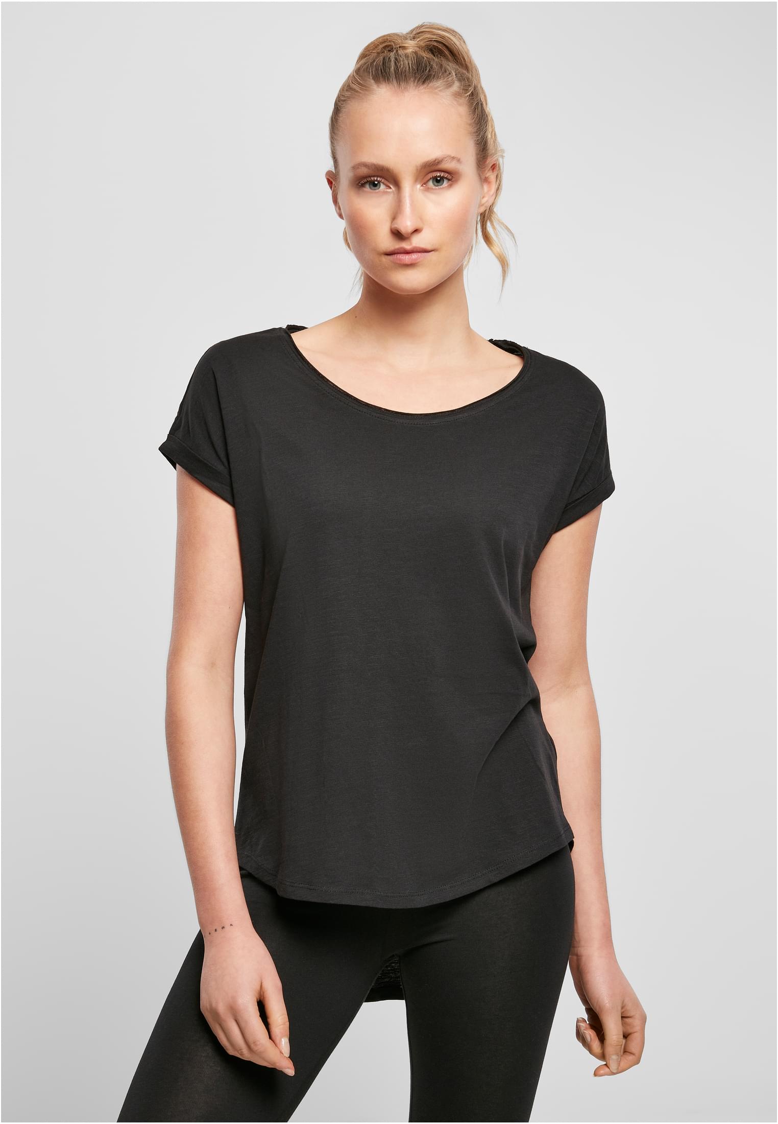 Ladies Long Slub Tee black | black