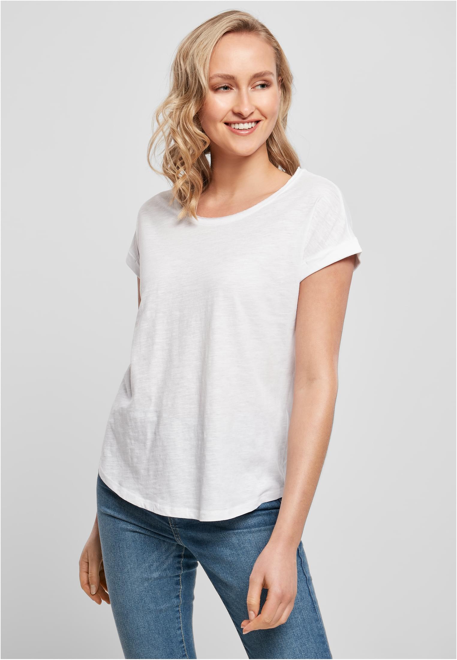 Ladies Long Slub Tee white | white