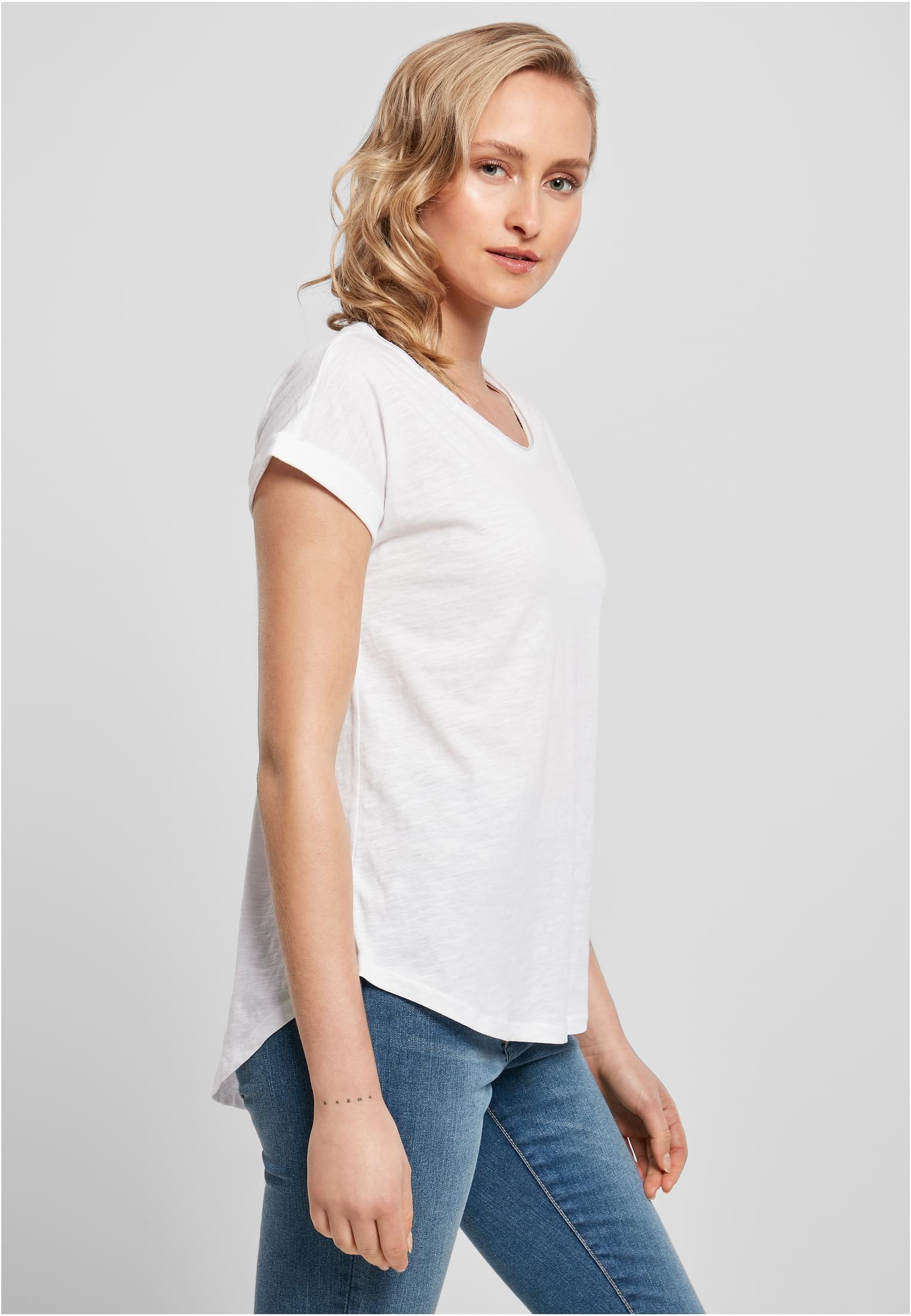 Ladies Long Slub Tee white | white