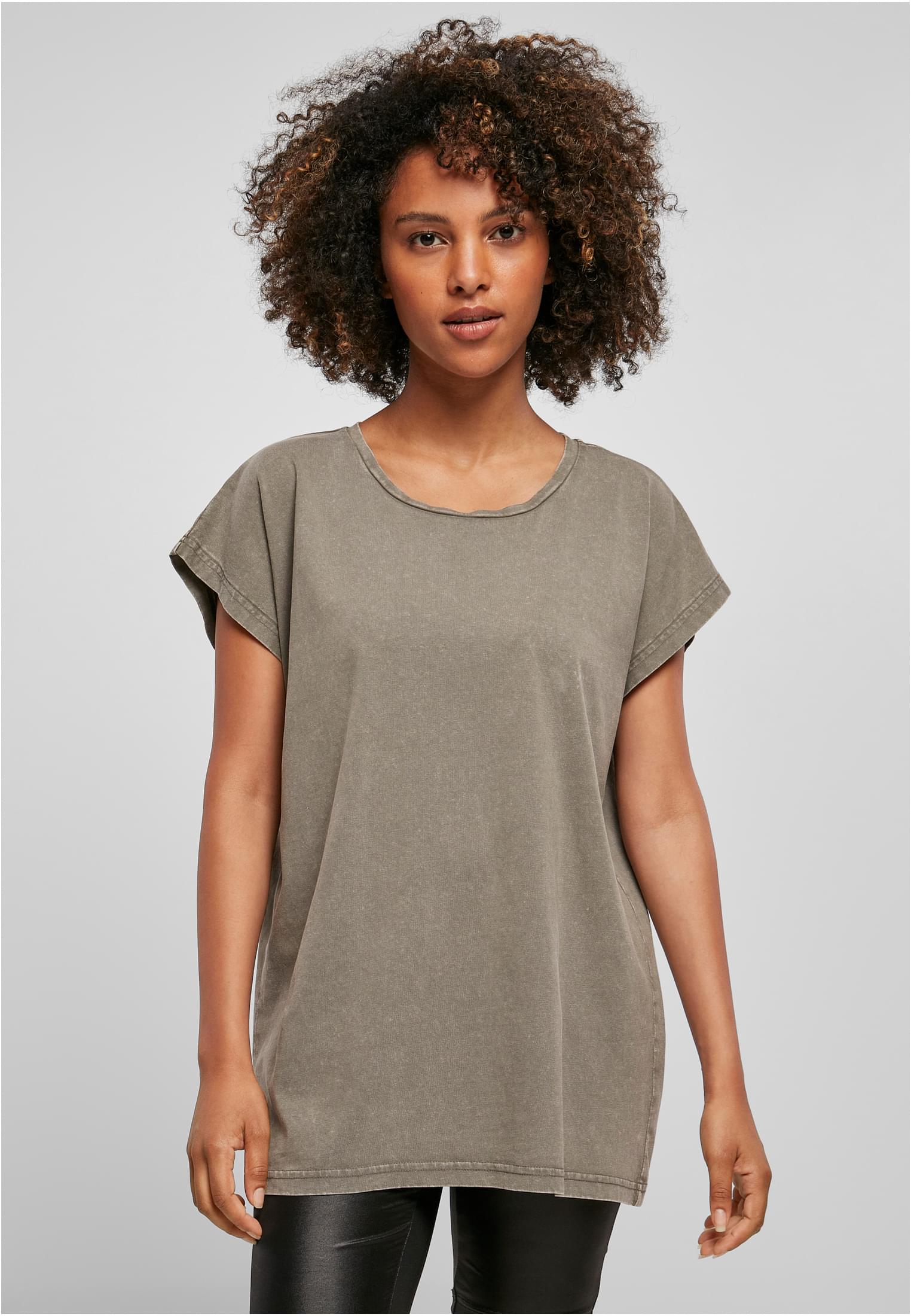 Ladies Acid Washed Extended Shoulder Tee darkkhaki | darkkhaki