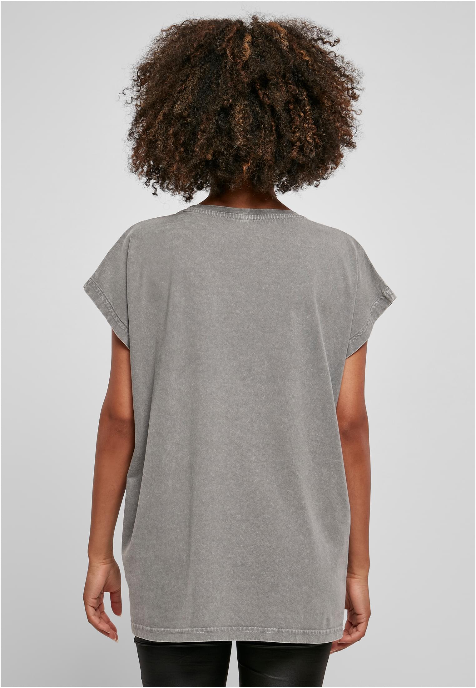 Ladies Acid Washed Extended Shoulder Tee asphalt | asphalt