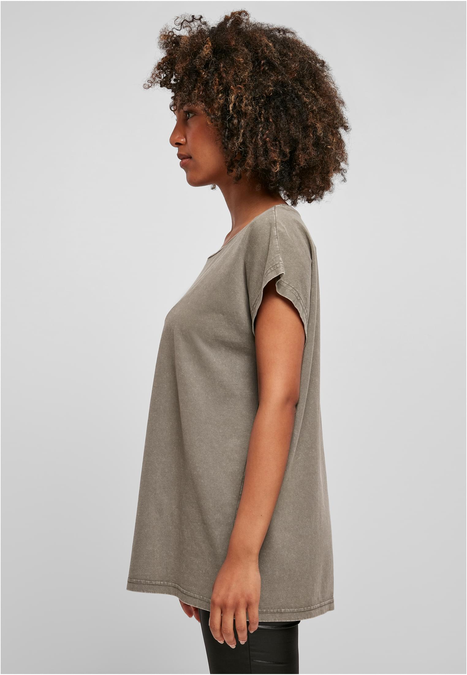 Ladies Acid Washed Extended Shoulder Tee darkkhaki | darkkhaki