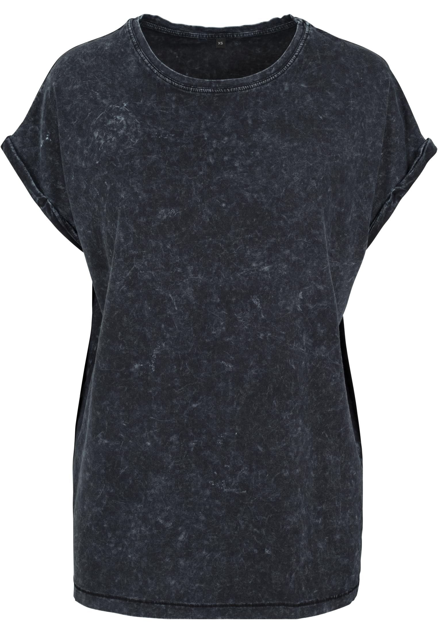 Ladies Acid Washed Extended Shoulder Tee black | black