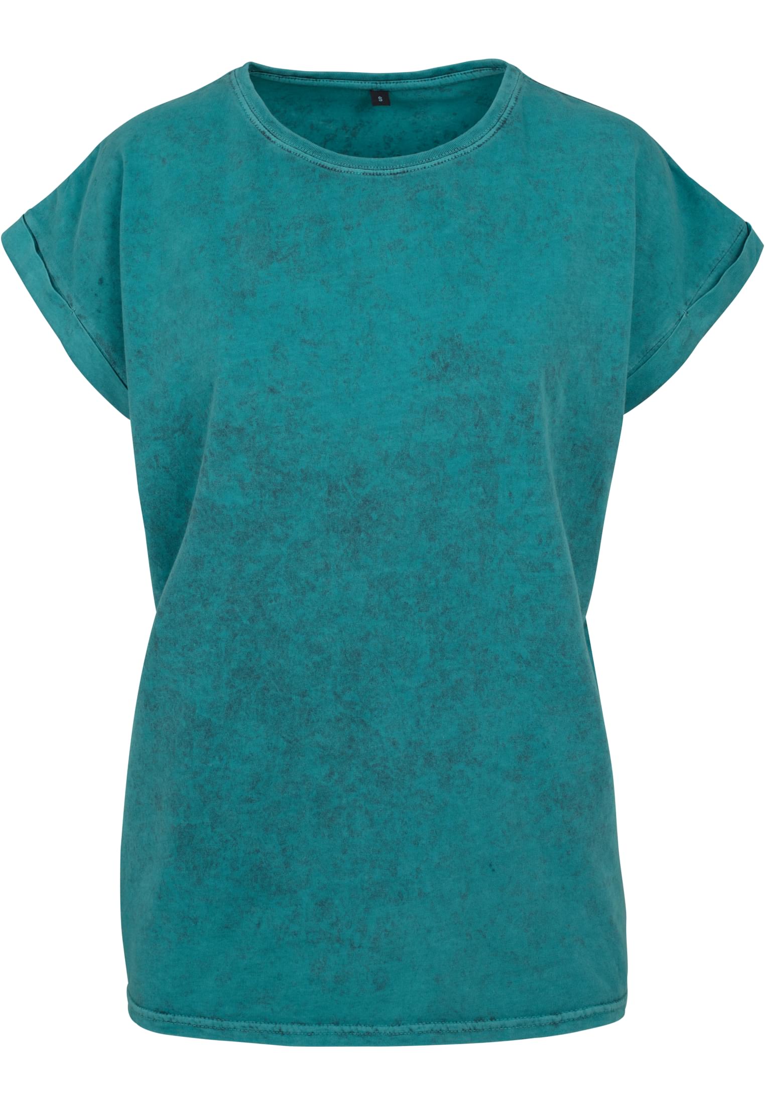 Ladies Acid Washed Extended Shoulder Tee teal black | teal black