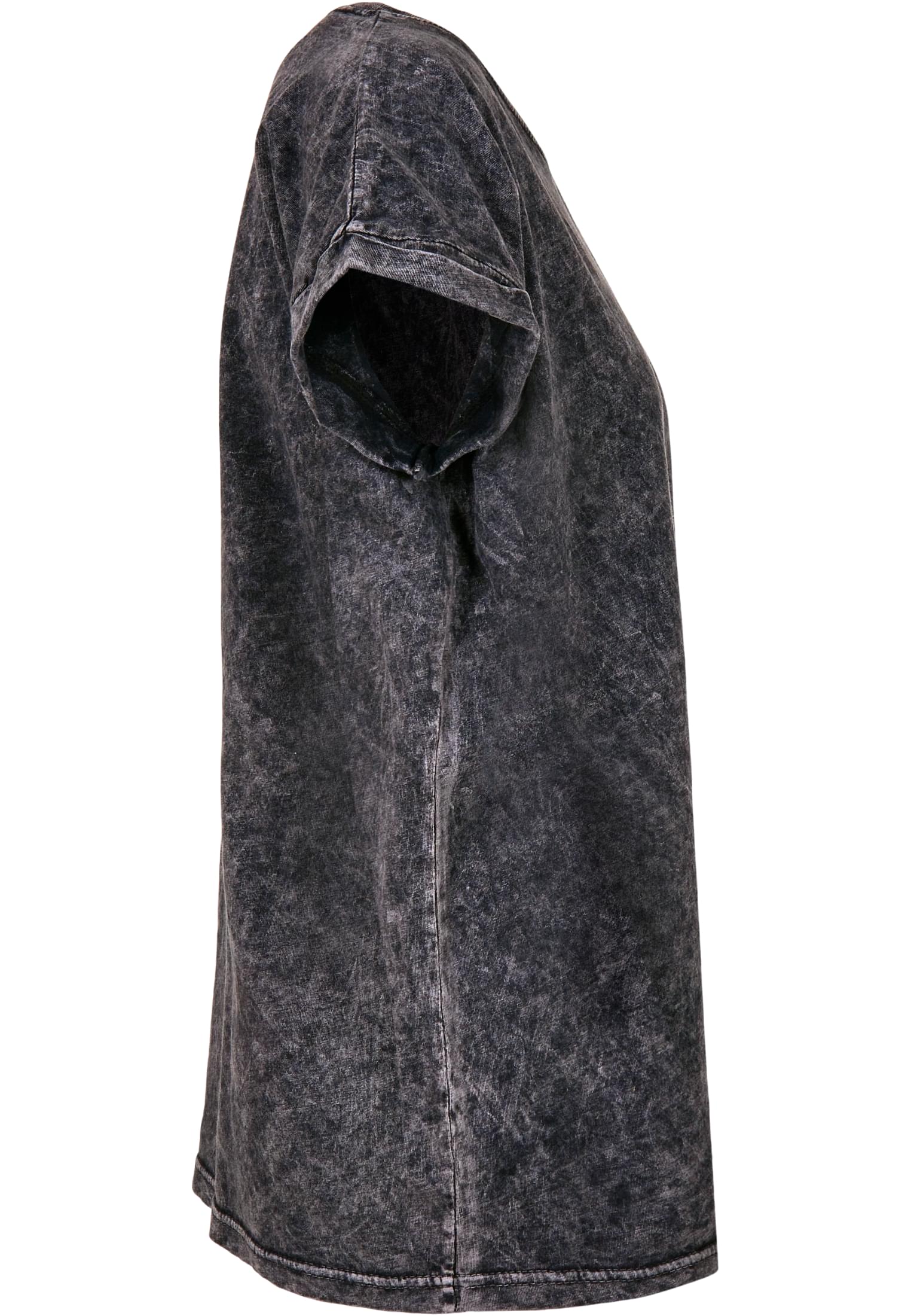 Ladies Acid Washed Extended Shoulder Tee darkgrey white | darkgrey white