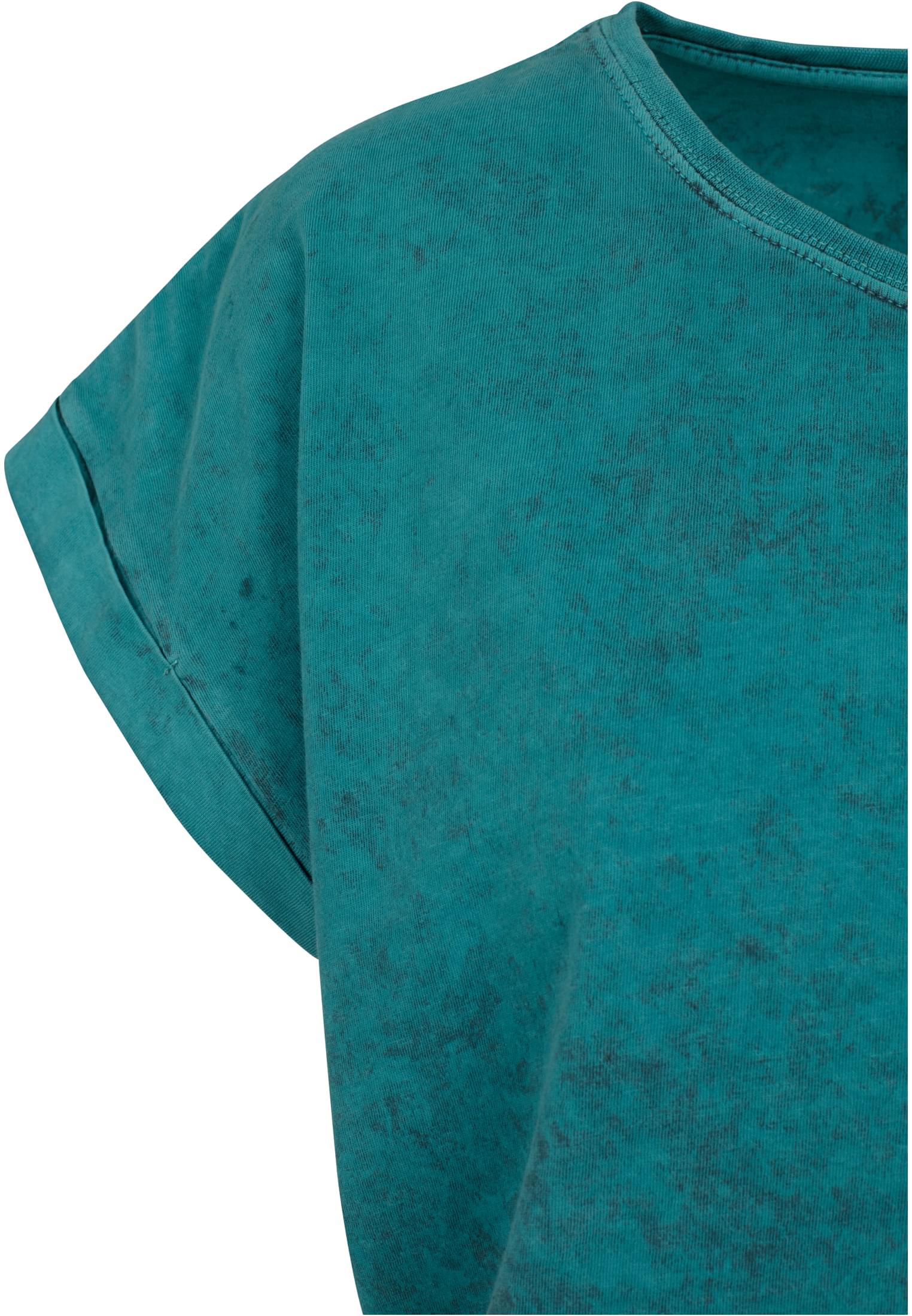 Ladies Acid Washed Extended Shoulder Tee teal black | teal black