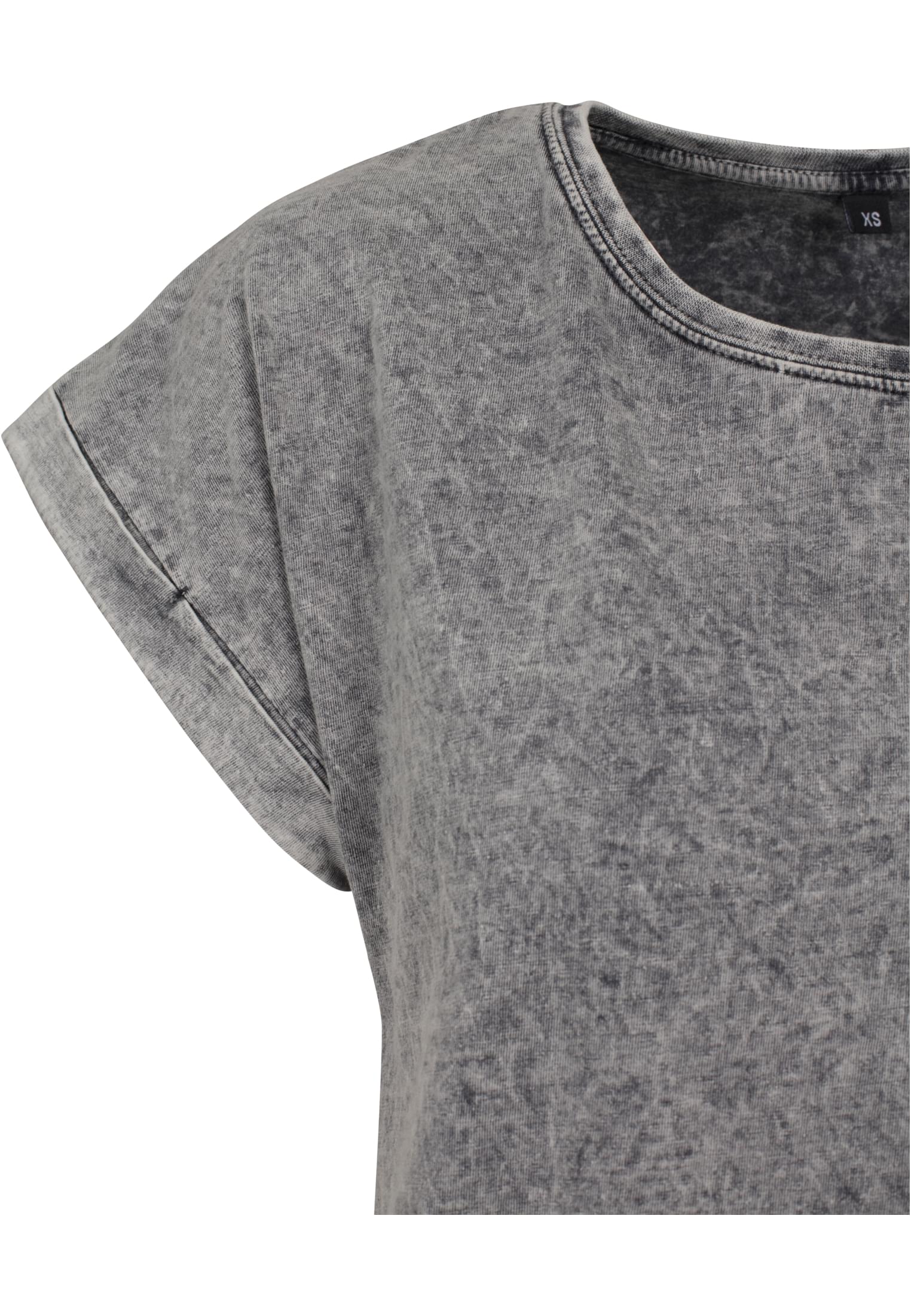 Ladies Acid Washed Extended Shoulder Tee grey black | grey black