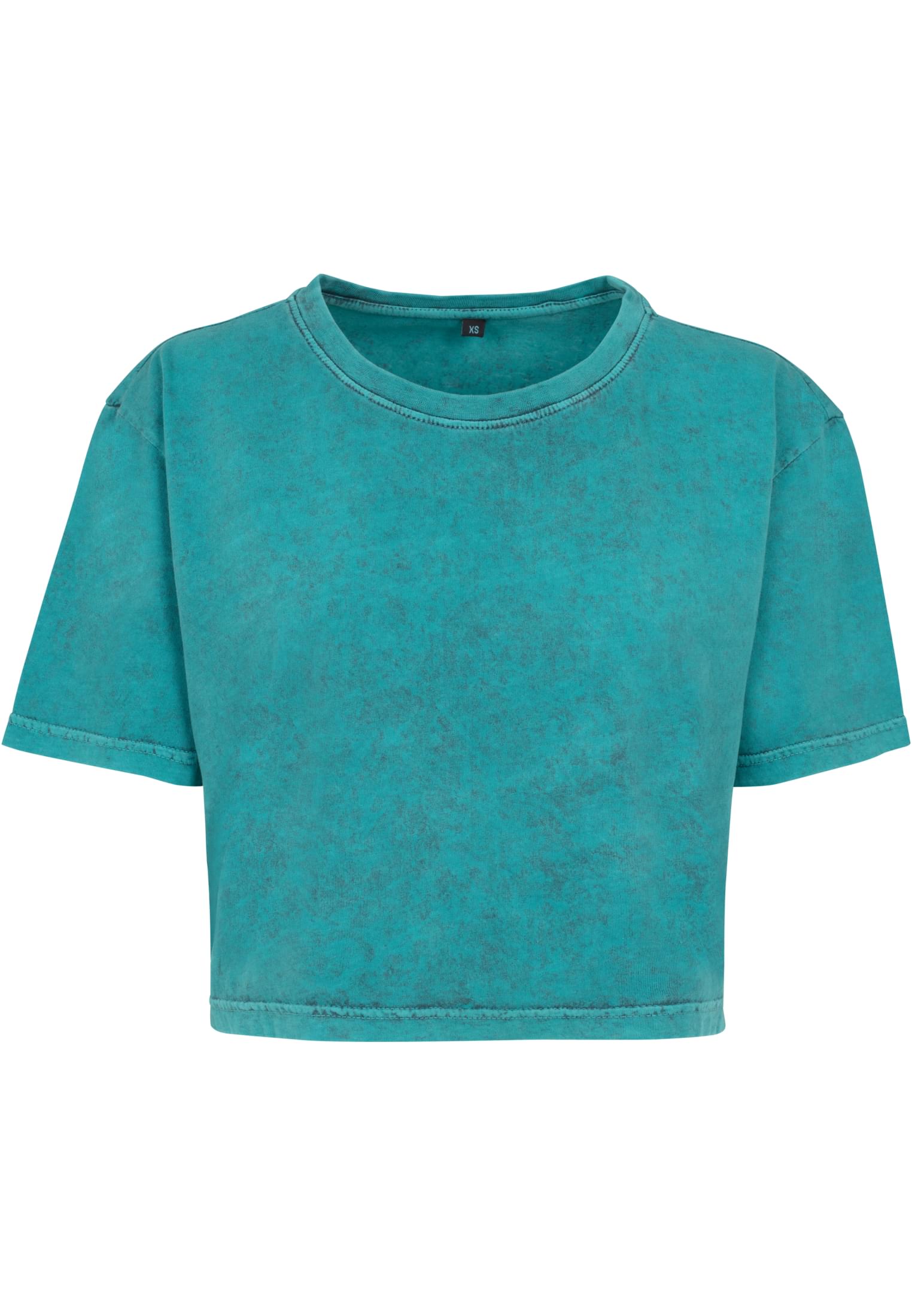 Ladies Acid Washed Cropped Tee teal black | teal black