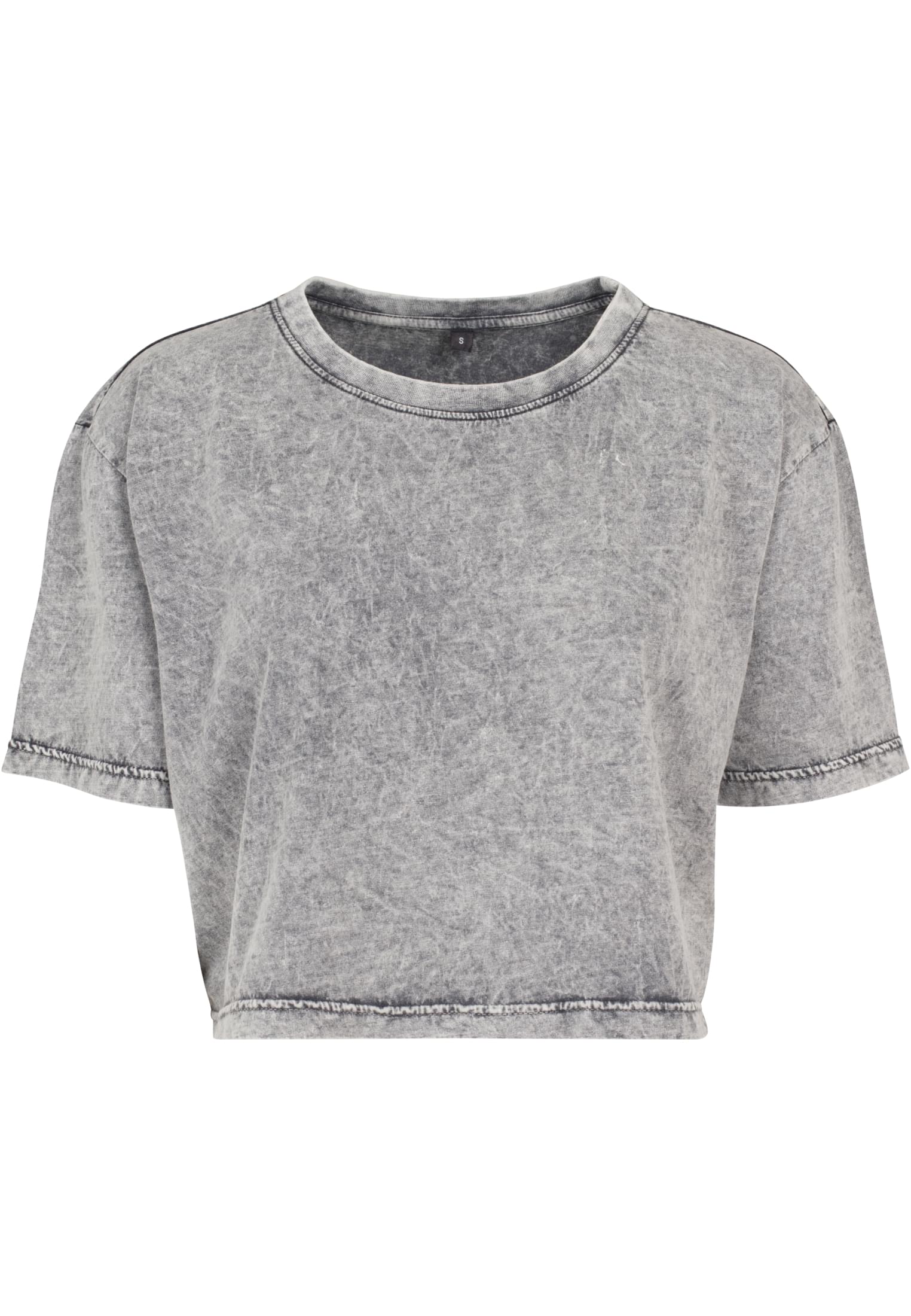 Ladies Acid Washed Cropped Tee grey black | grey black