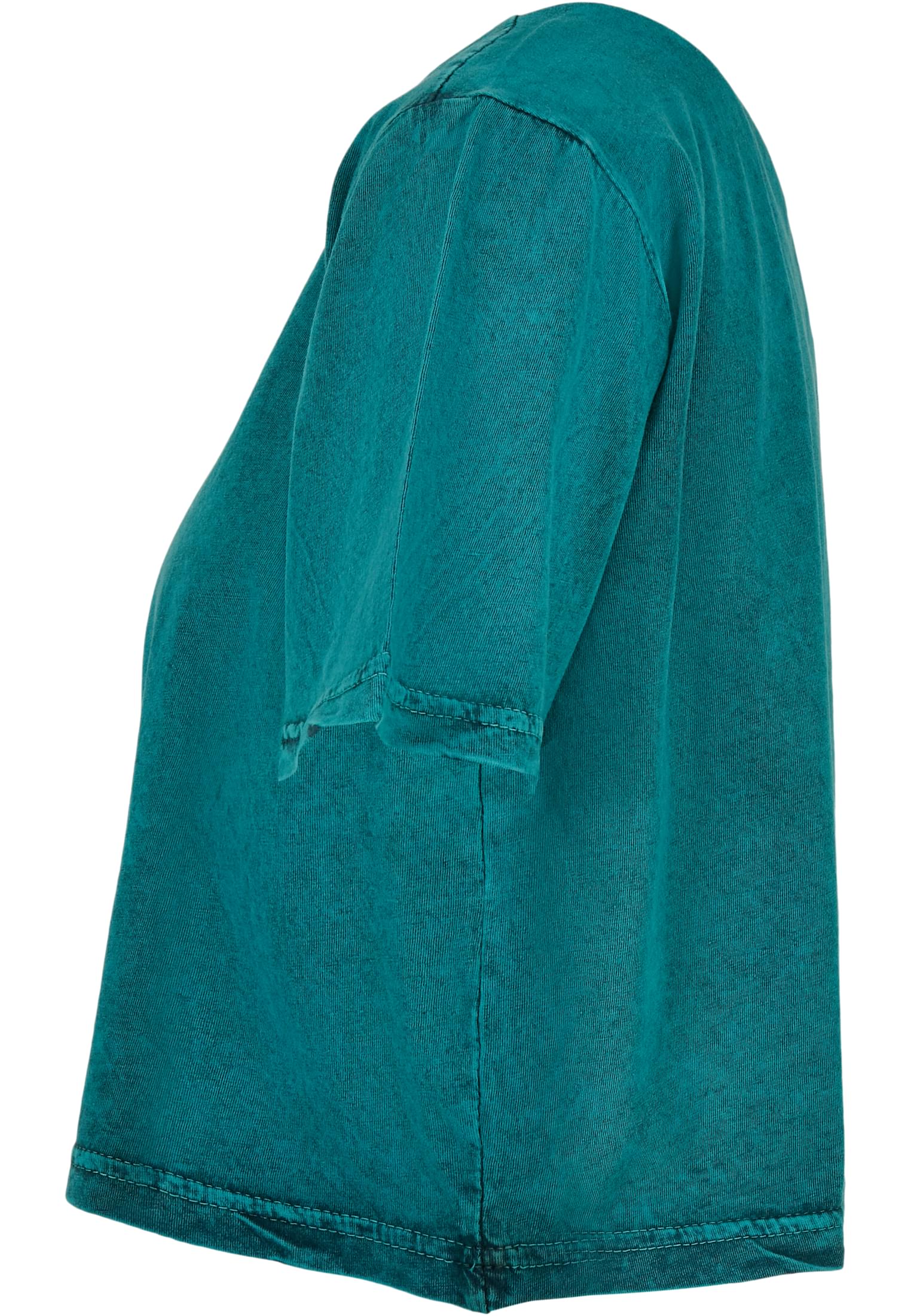 Ladies Acid Washed Cropped Tee teal black | teal black
