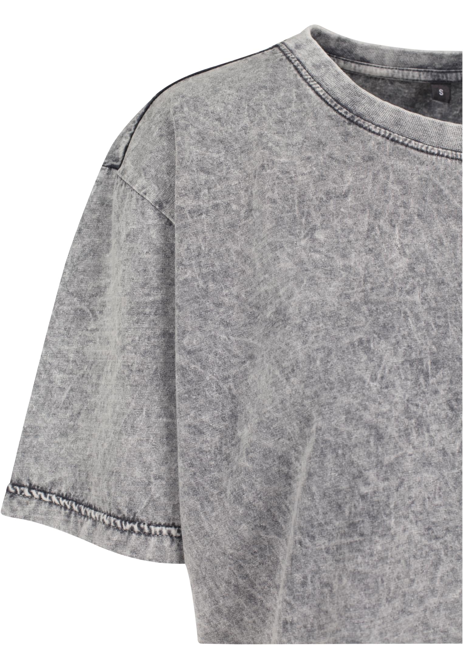 Ladies Acid Washed Cropped Tee grey black | grey black