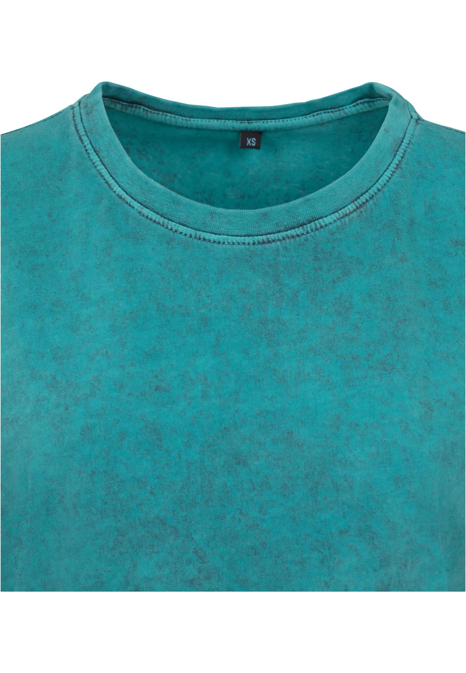Ladies Acid Washed Cropped Tee teal black | teal black
