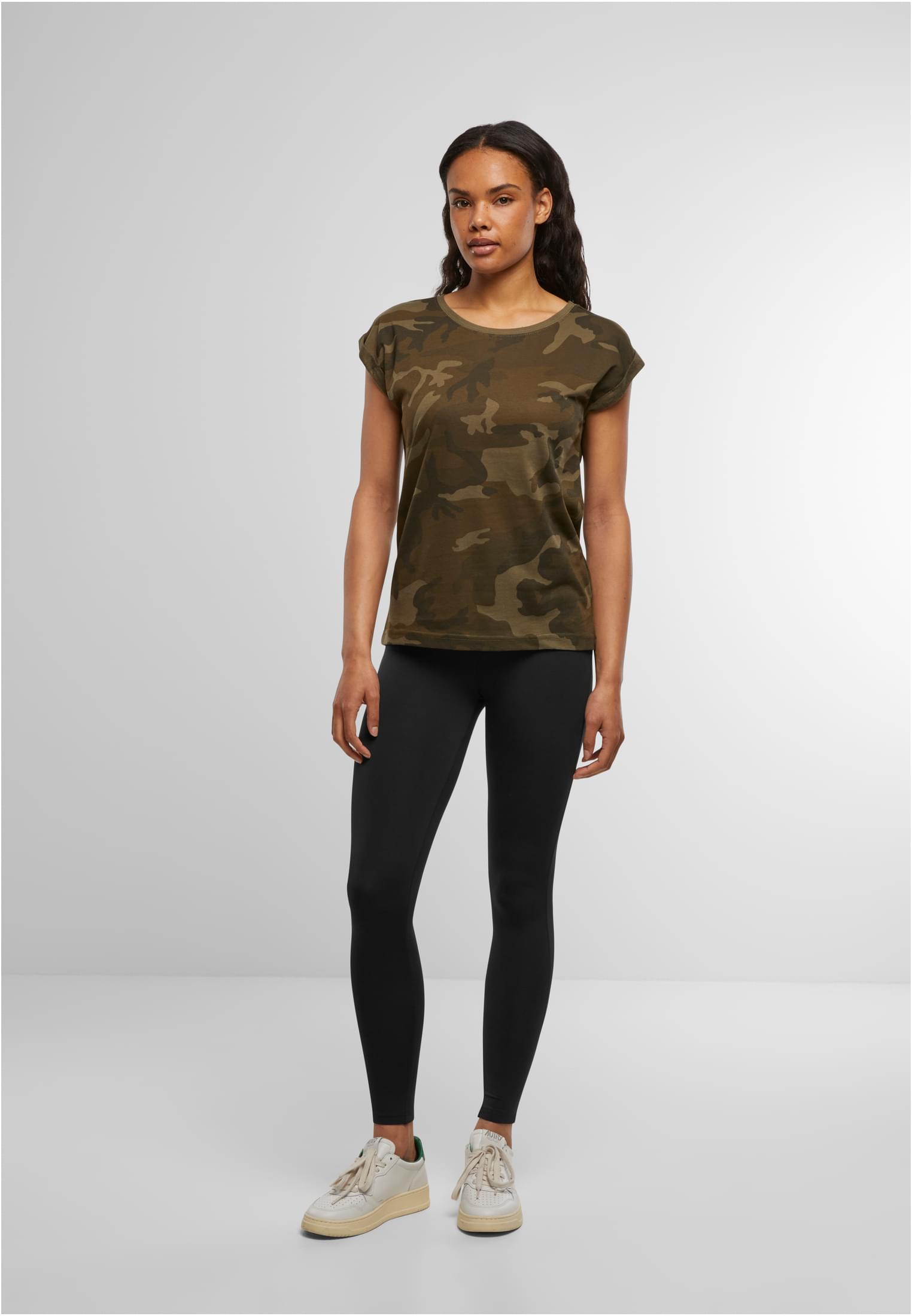 Ladies Extended Shoulder Camo Tee olive camo | olive camo