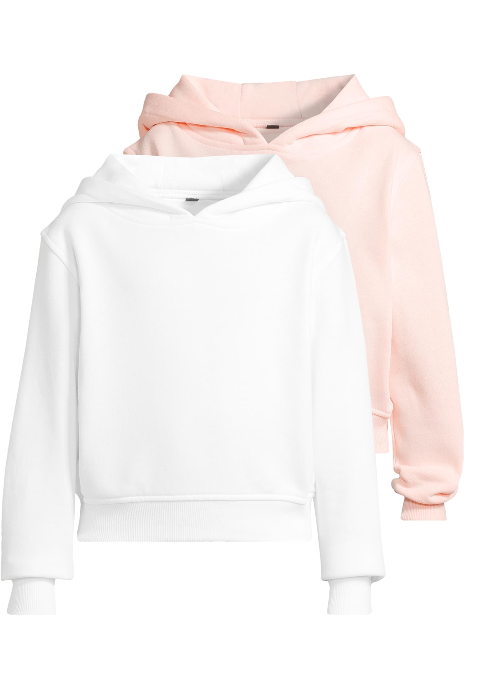 Girls Cropped Sweat Hoody 2 Pack white+pink | white+pink