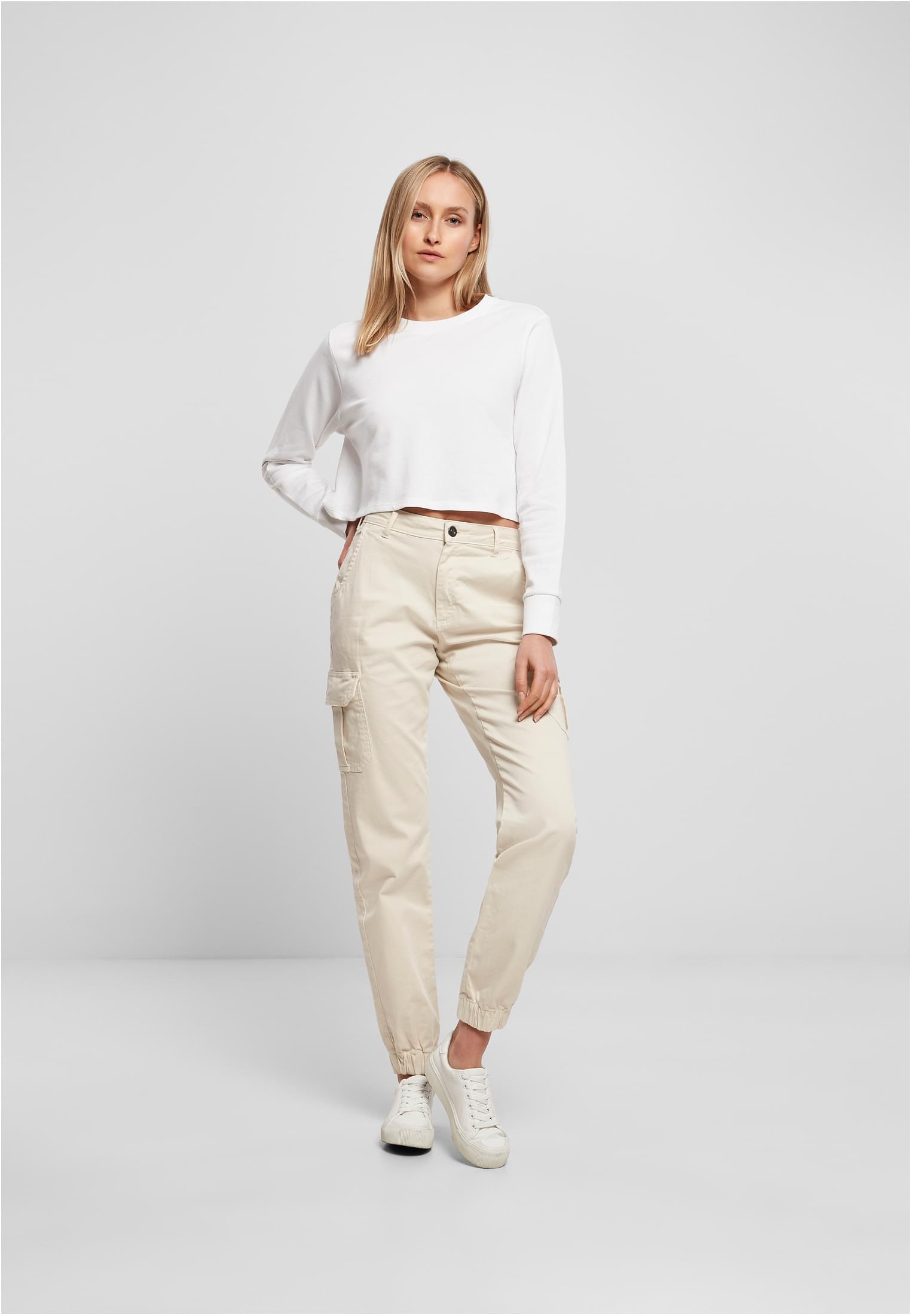 Ladies Terry Cropped Crew white | white