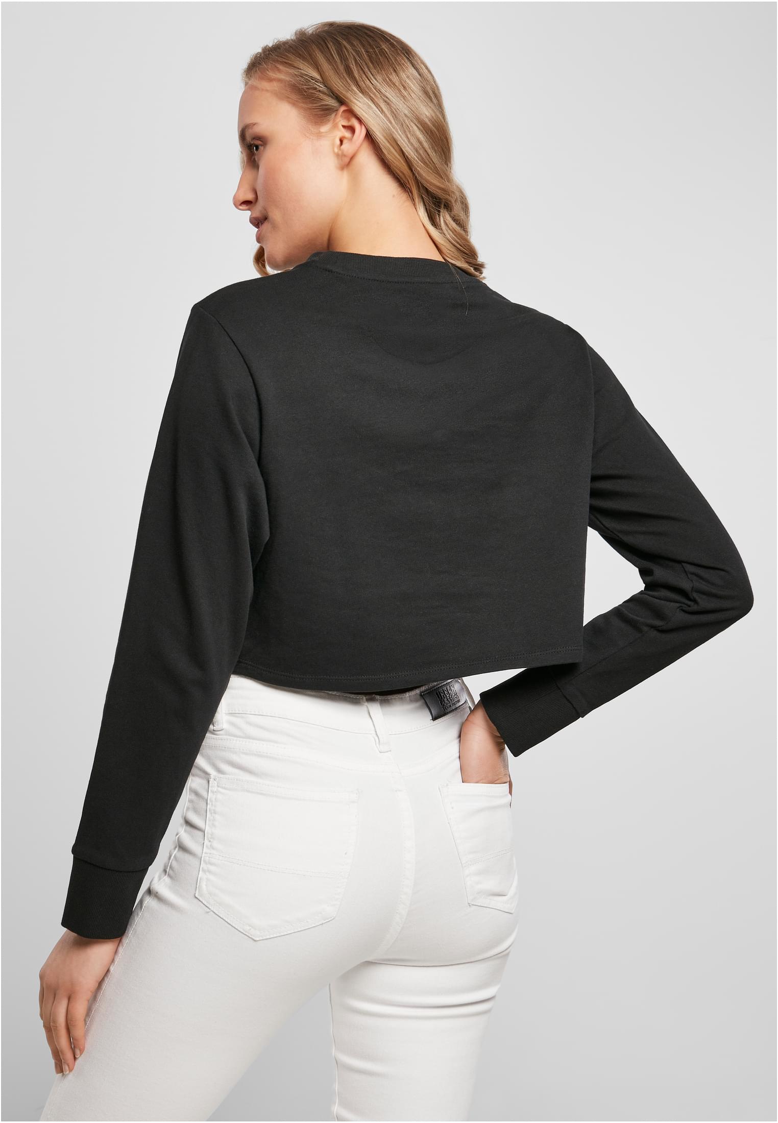 Ladies Terry Cropped Crew black | black